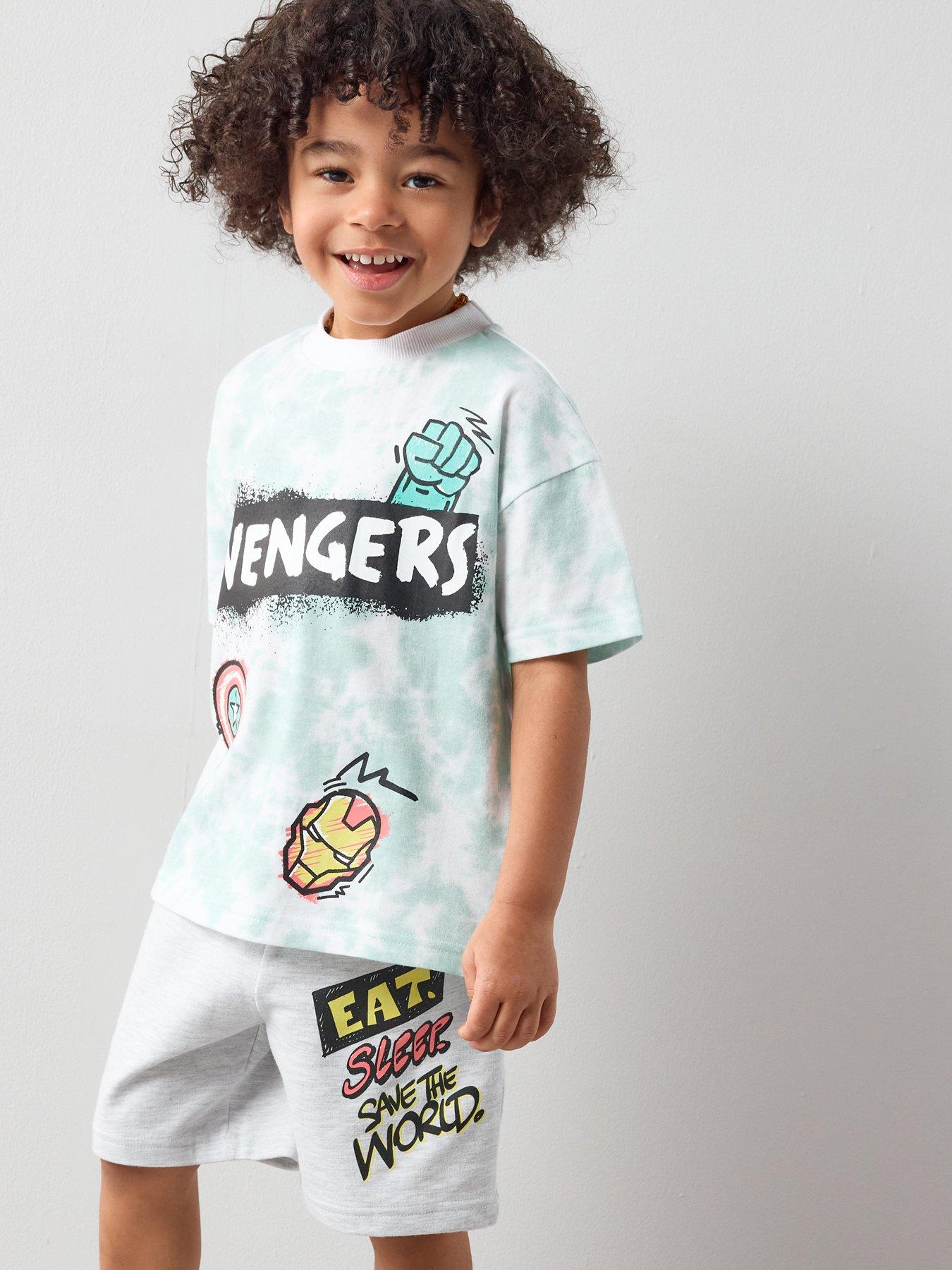 The Very Collection Marvel Avengers T-Shirt And Sweat Short Set - Green