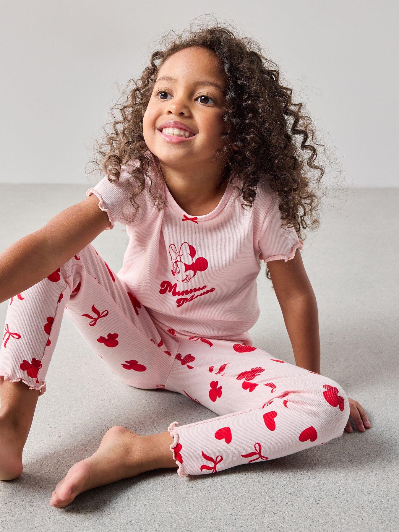 The Very Collection Minnie Heart Short Sleeve Rib Pyjama - Pink