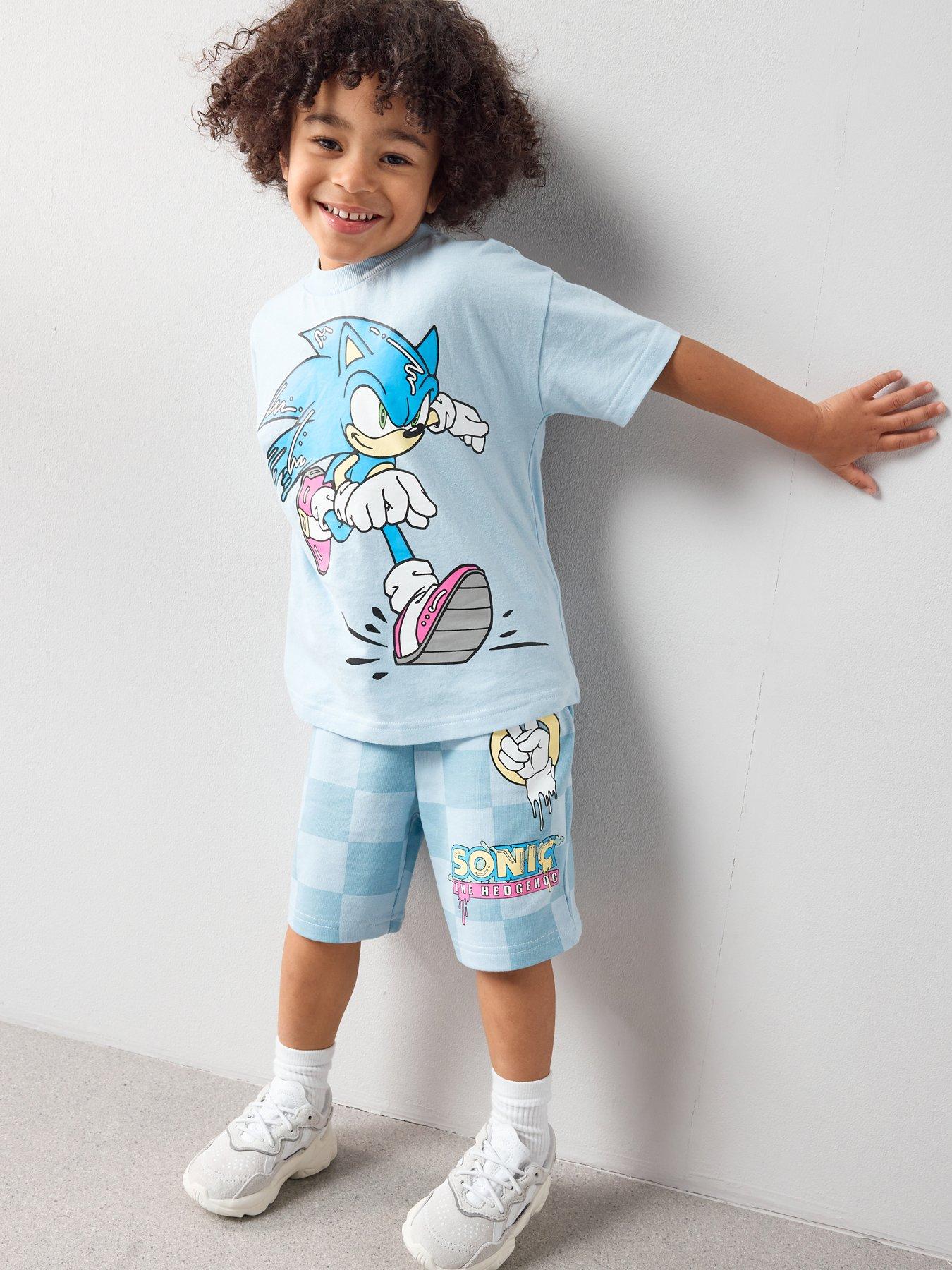 the-very-collection-sonic-t-shirt-and-check-sweat-shorts-set-blue