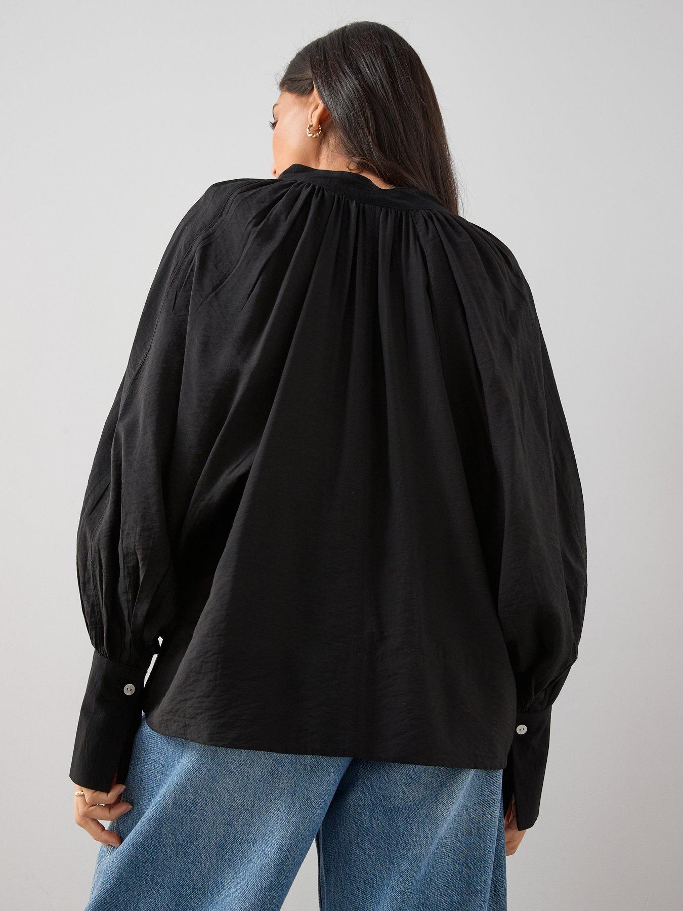 Image 2 of 6 of The Very Collection V Neck Floaty Blouse - Black