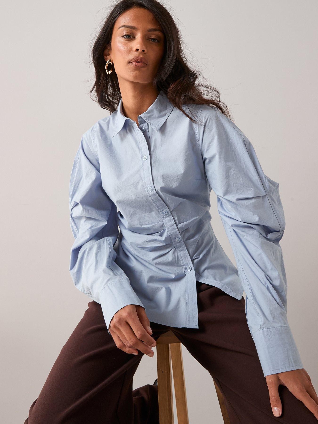 The Very Collection Balloon Sleeve Shirt - Blue