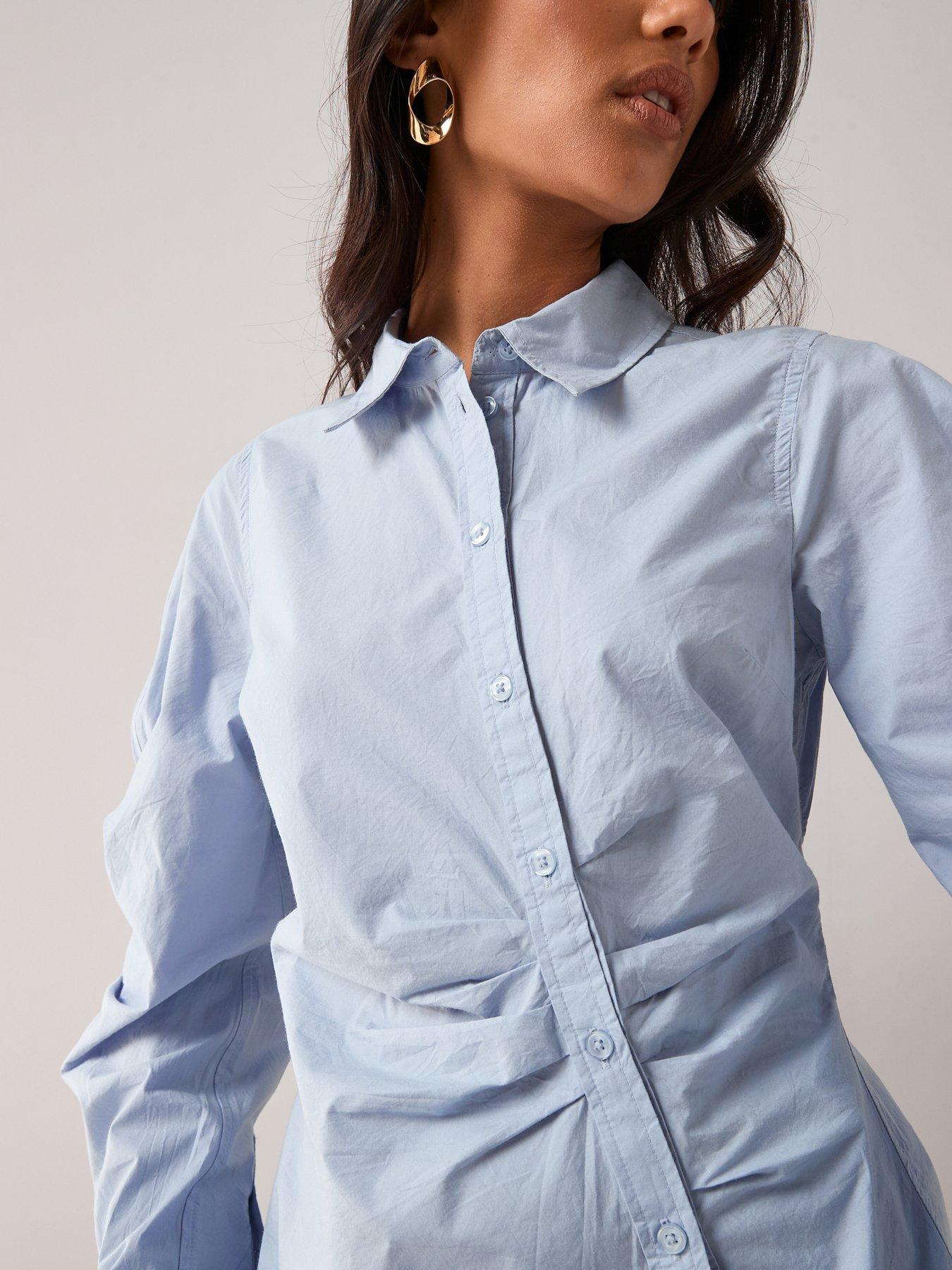 The Very Collection Balloon Sleeve Shirt - Blue | Littlewoods