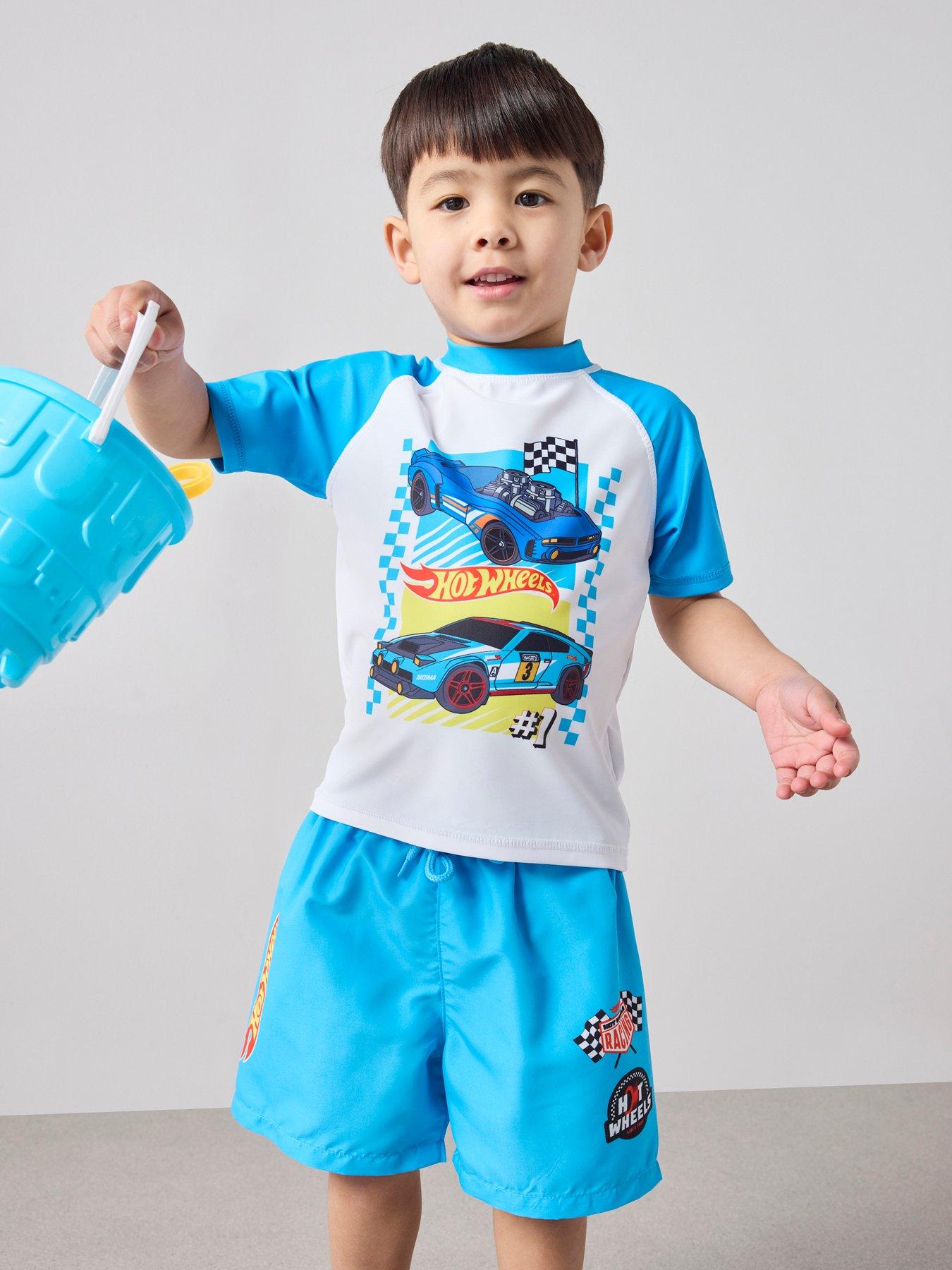 the-very-collection-hot-wheels-rash-vest-and-swim-short-set-blue