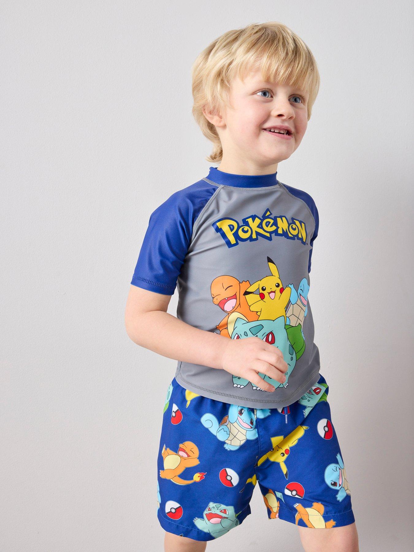 The Very Collection Pokemon Rash Vest And Swim Short Set - Blue/Grey