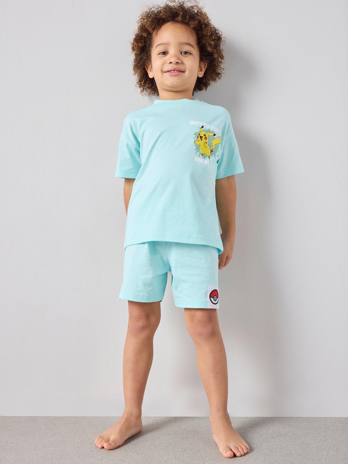  image of pokemon-back-print-shortie-pyjama-set-blue