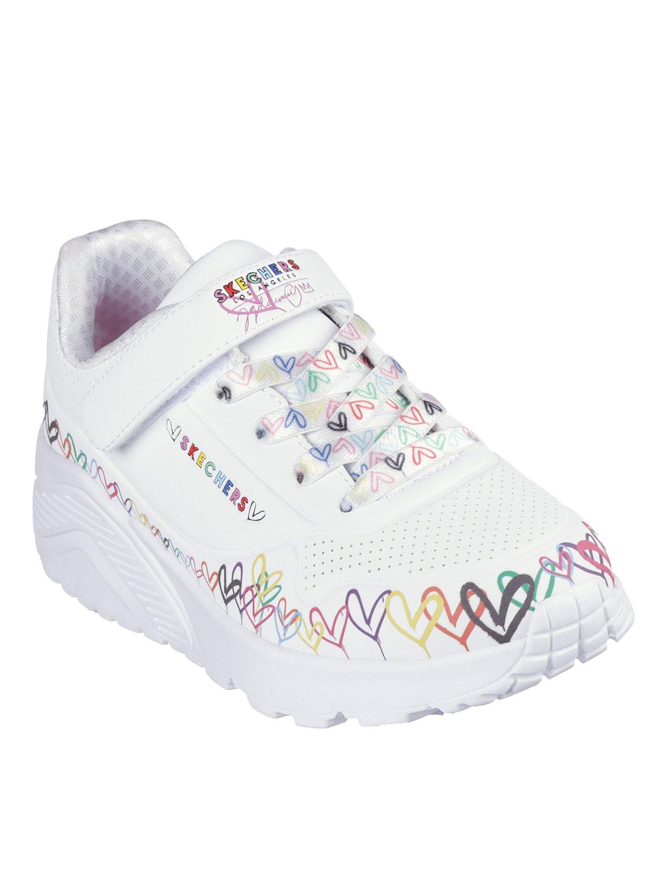 Image 2 of 2 of Skechers Goldcrown Heart Print Gore & Strap Sneaker