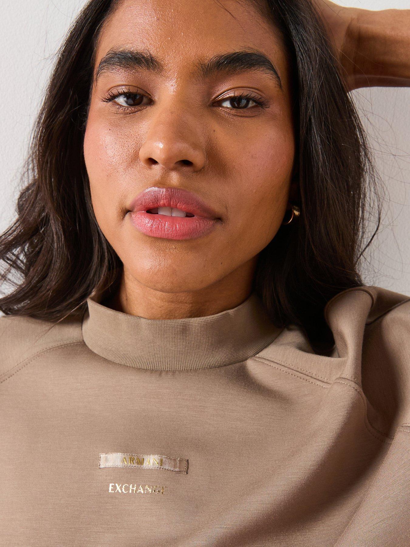  image of armani-exchange-high-neck-sweatshirt-brown