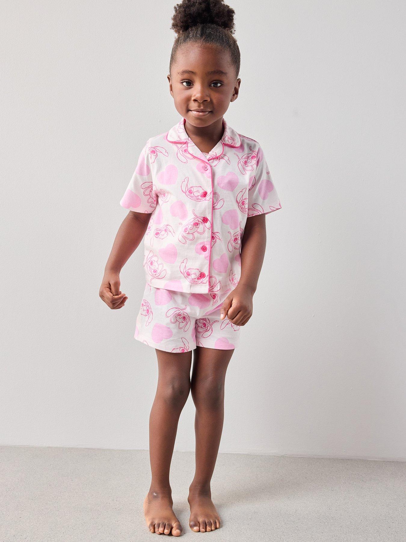Image 3 of 6 of The Very Collection Lilo&nbsp;&amp; Stitch Heart Button Down Short Pyjama Set - Pink