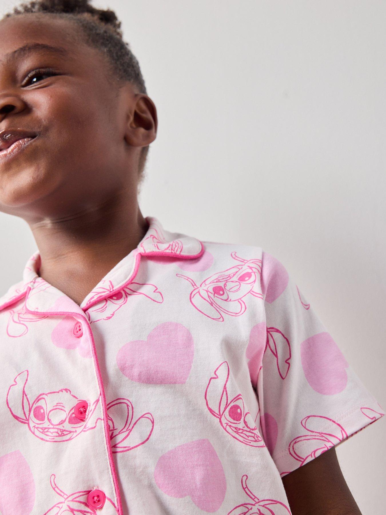 Image 4 of 6 of The Very Collection Lilo&nbsp;&amp; Stitch Heart Button Down Short Pyjama Set - Pink