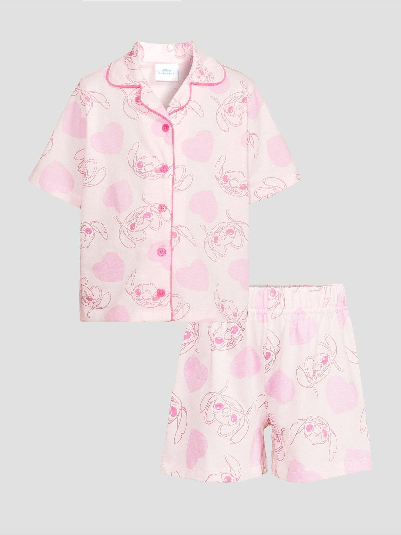 Image 6 of 6 of The Very Collection Lilo&nbsp;&amp; Stitch Heart Button Down Short Pyjama Set - Pink