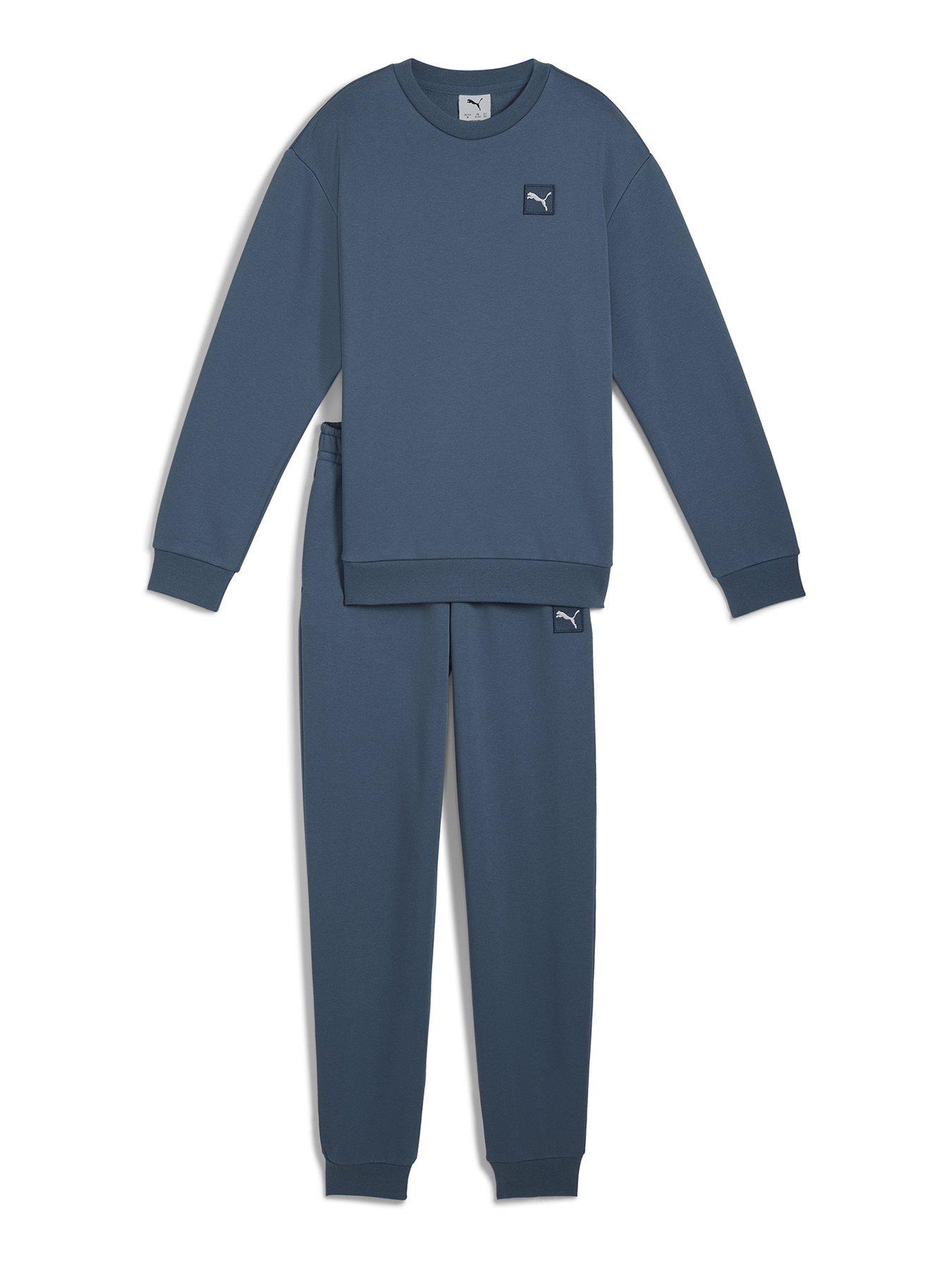 Image 1 of 2 of Puma Junior Boys Elevated Relaxed Crew Sweat Set &nbsp;- Blue