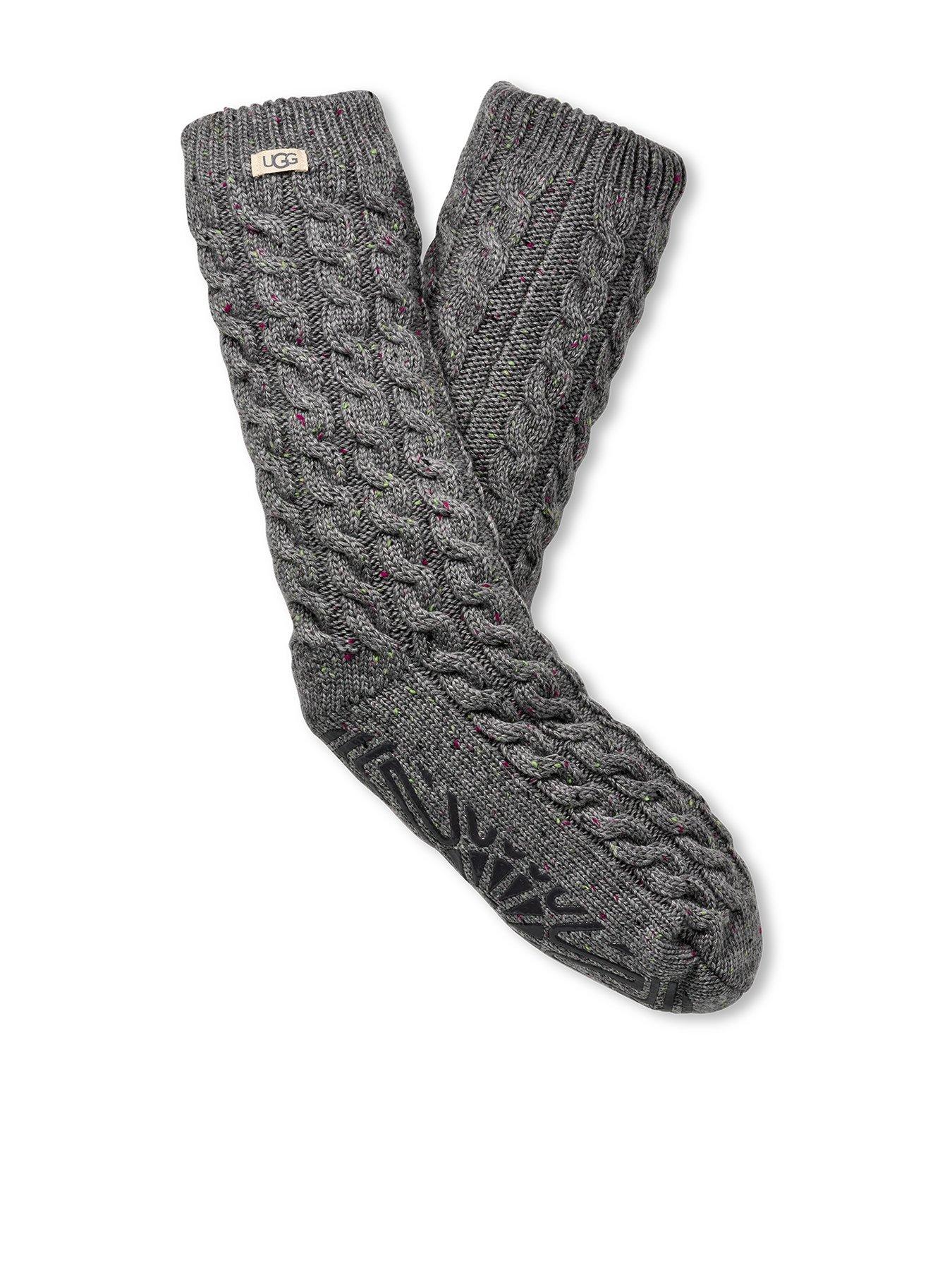 image of ugg-elowyn-cable-knit-fleece-lined-socksnbsp--grey