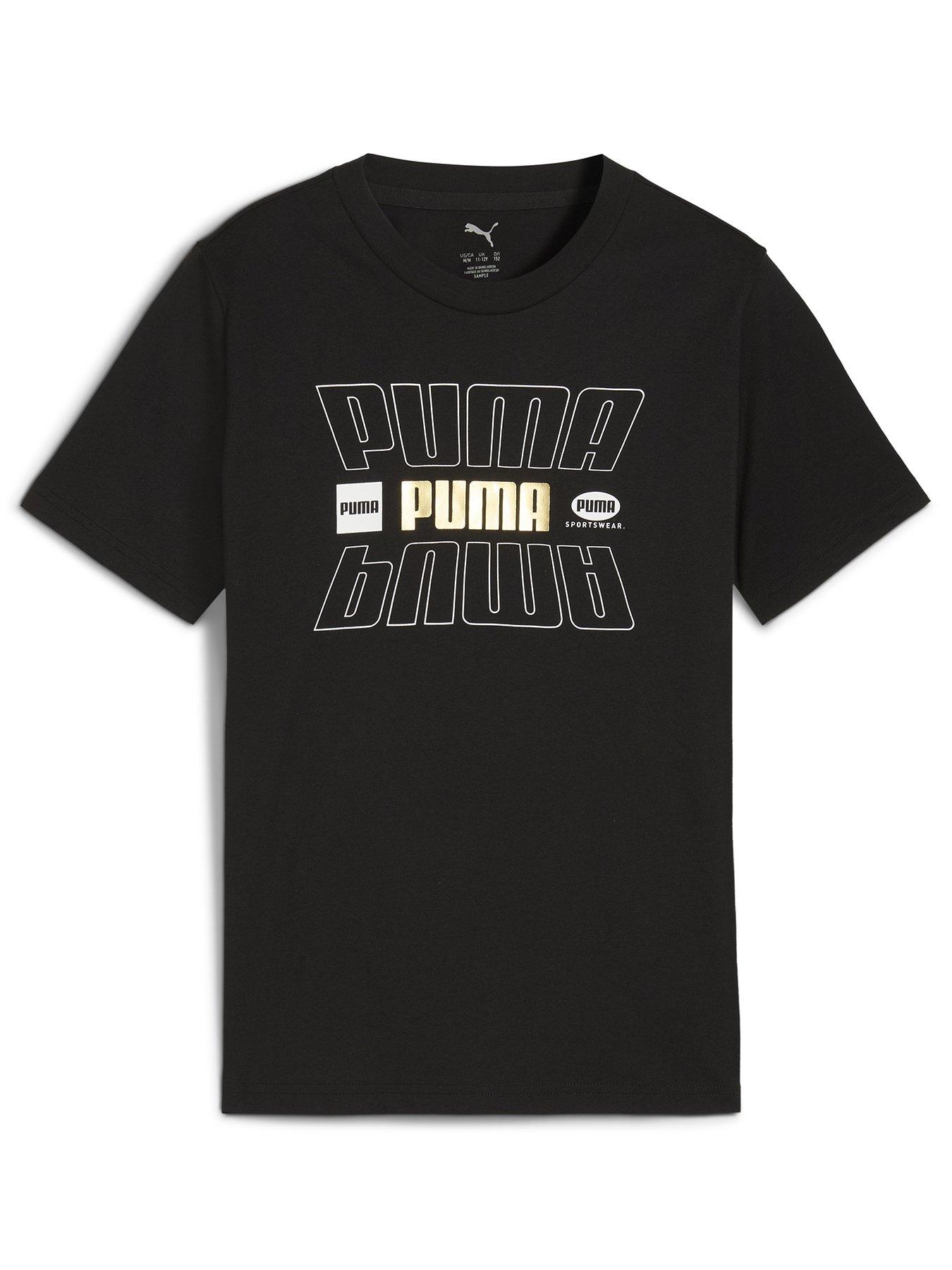 Puma Junior Boys Logo Lab Holiday T-Shirt - Black