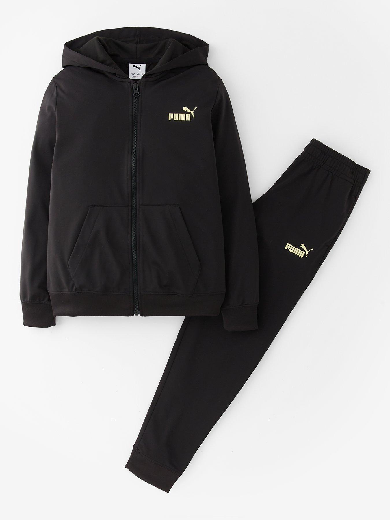 Puma Junior Boys Hooded Full-zip Poly Suit B - Black