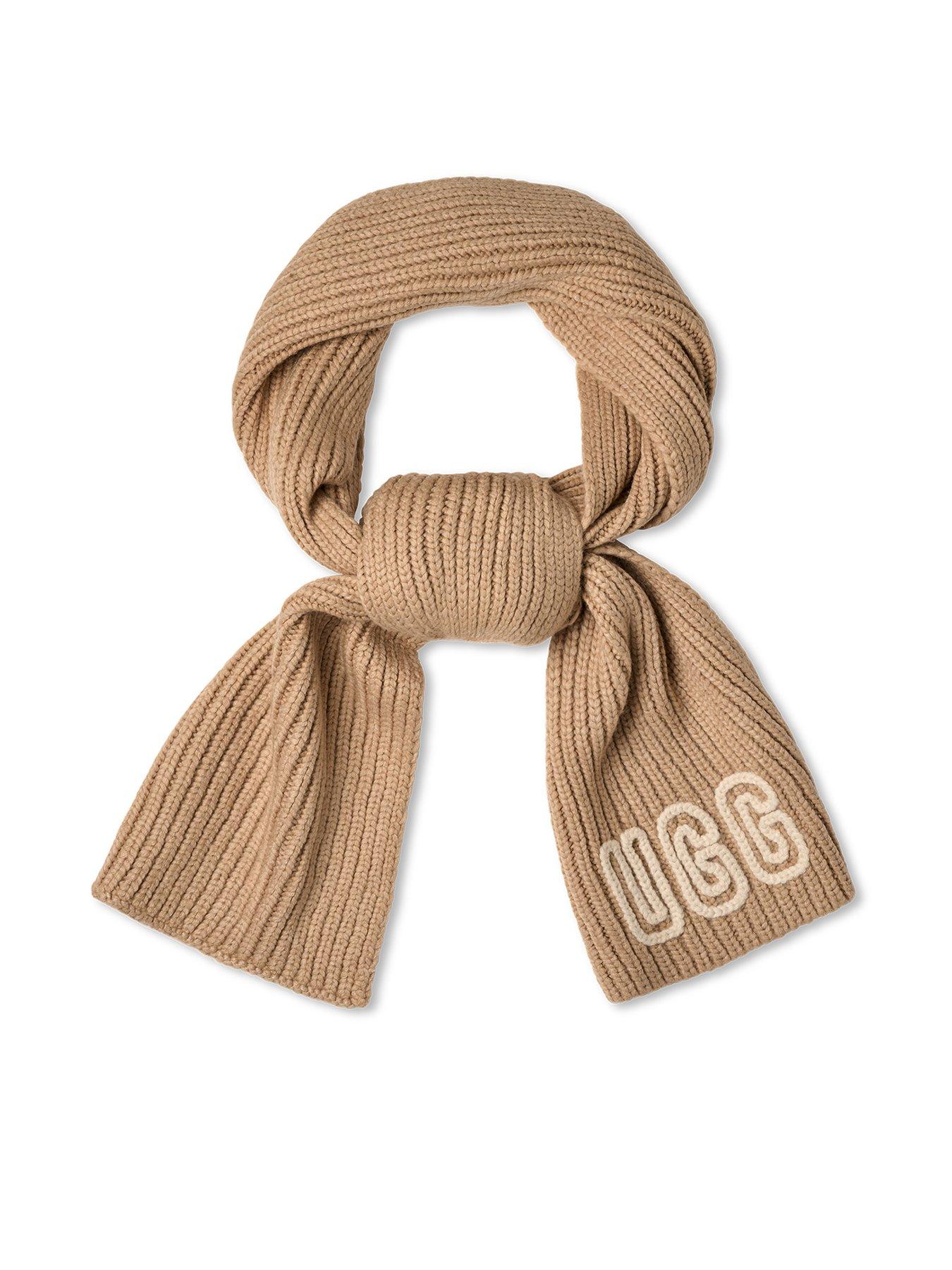 front image of ugg-chunky-crafted-rib-scarf-beige