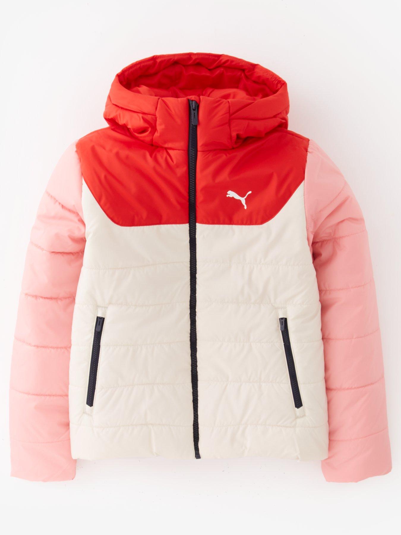  image of puma-junior-boys-hooded-padded-jacket-cream