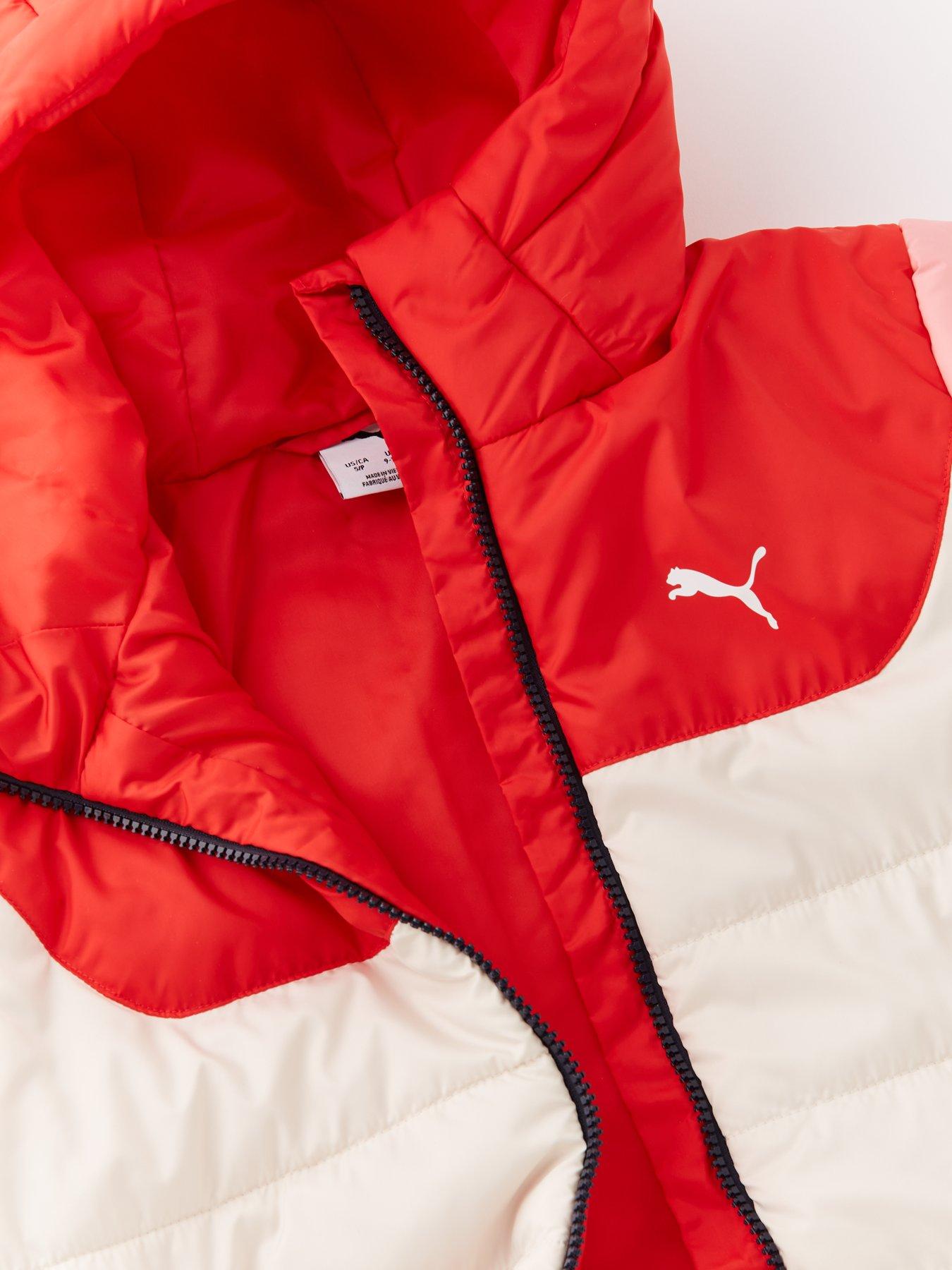  image of puma-junior-boys-hooded-padded-jacket-cream