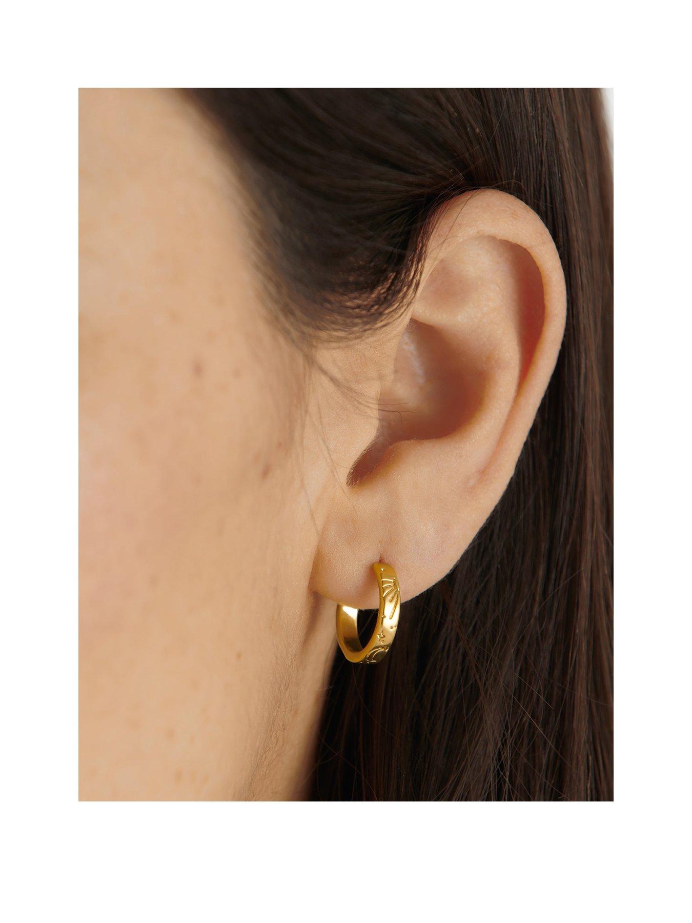 Katie Loxton LUNA HOOP EARRINGS , Gold Coated , 1.44cm x 0.03cm x 1.4cm