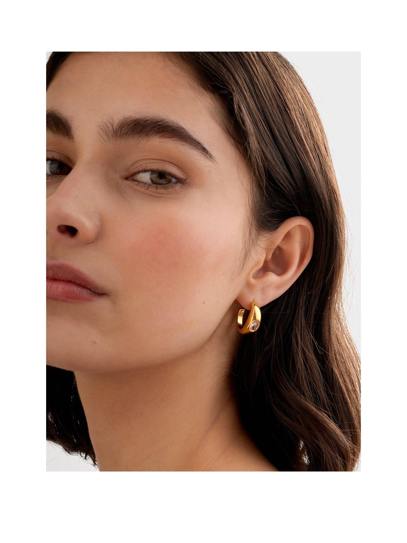 Katie Loxton AYLA HOOP EARRINGS , Gold Coated , 2.8cm x 0.8cm x 2cm