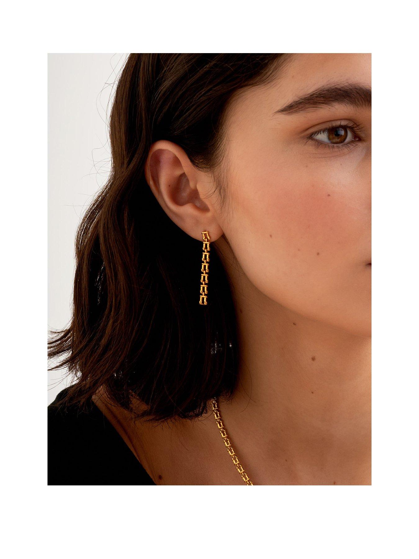 Katie Loxton GRECIAN LINK MULTI-WEAR EARRINGS , Gold Coated , 3.8cm x 0.4cm x 0.2cm