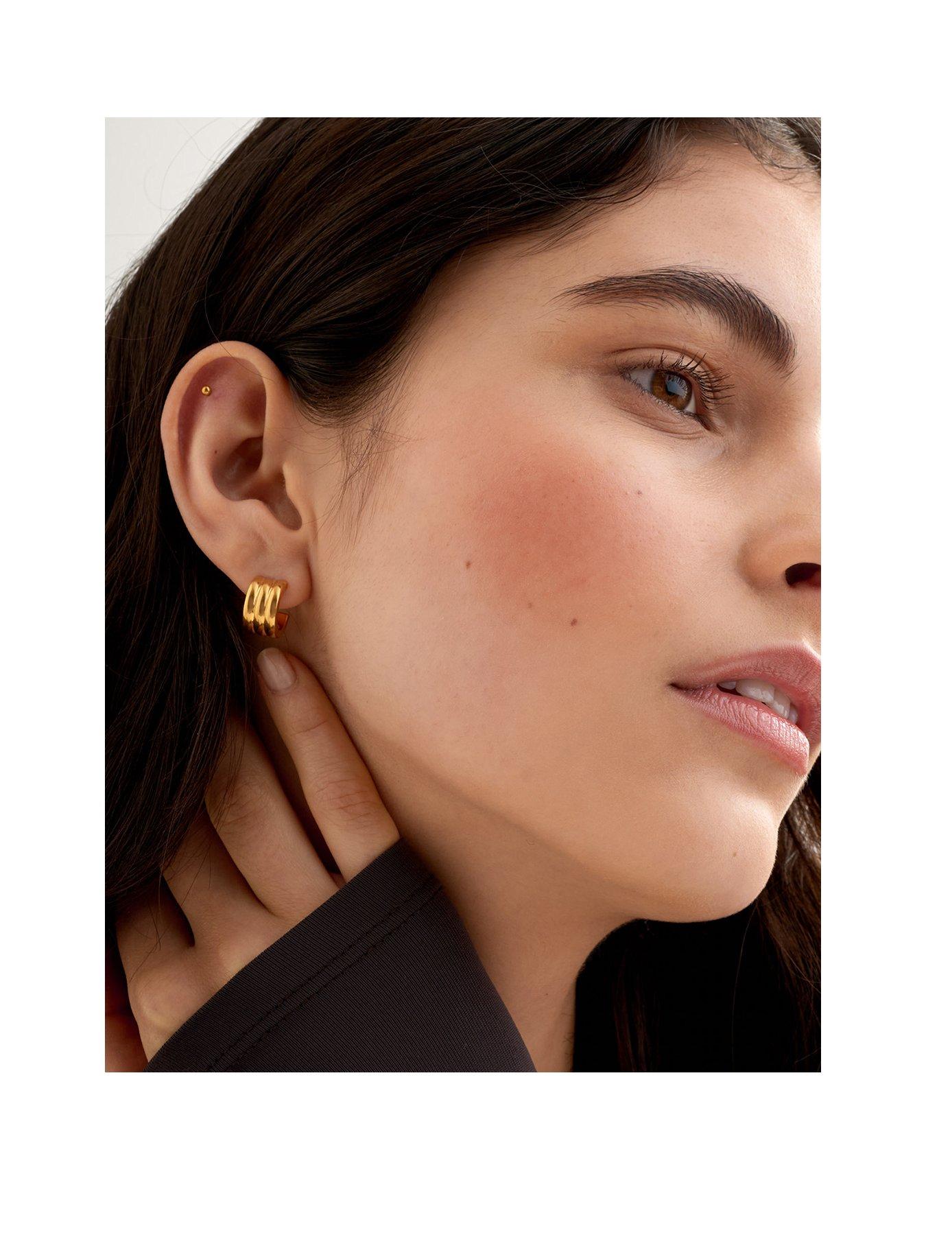 Katie Loxton HANNA HUGGIE HOOP EARRINGS , Gold Coated , 1.4cm x 0.8cm x 1.4cm