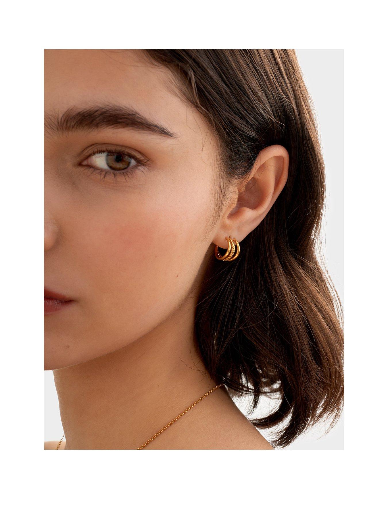 Image 1 of 4 of Katie Loxton LAIA ILLUSION HOOP EARRINGS , Gold Coated , 1.3cm x 1.5cm x 1.3cm