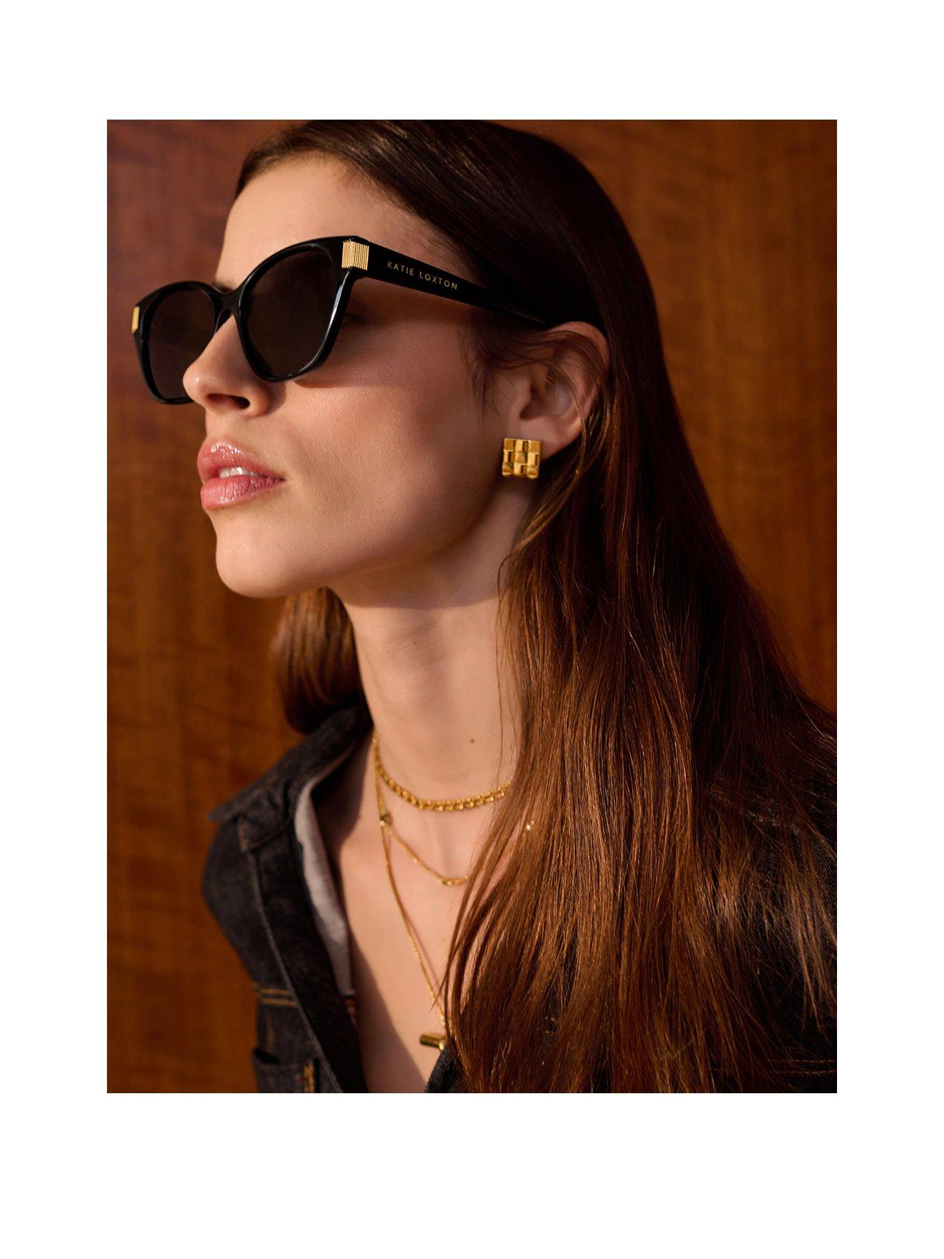 Katie Loxton TALA WOVEN OVERSIZED STUD EARRINGS , Gold Coated , 1.6cm x 1.5cm x 0.5cm