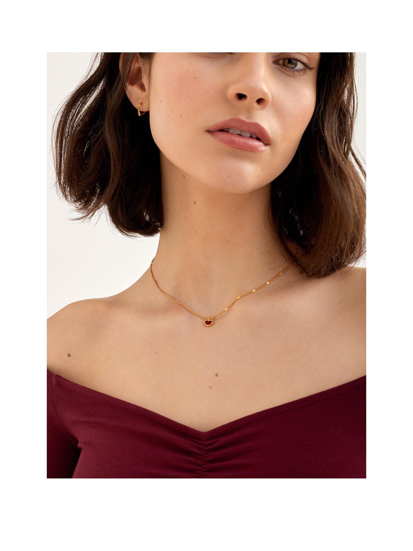 Katie Loxton ROUGE HEART NECKLACE , Gold Coated , 40cm + 5cm extender