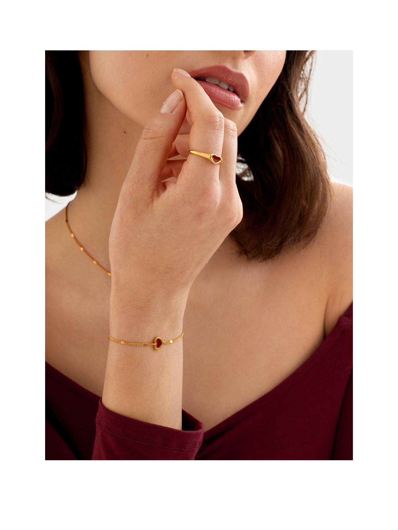 Katie Loxton ROUGE HEART BRACELET , Gold Coated , 18cm + 3cm extender