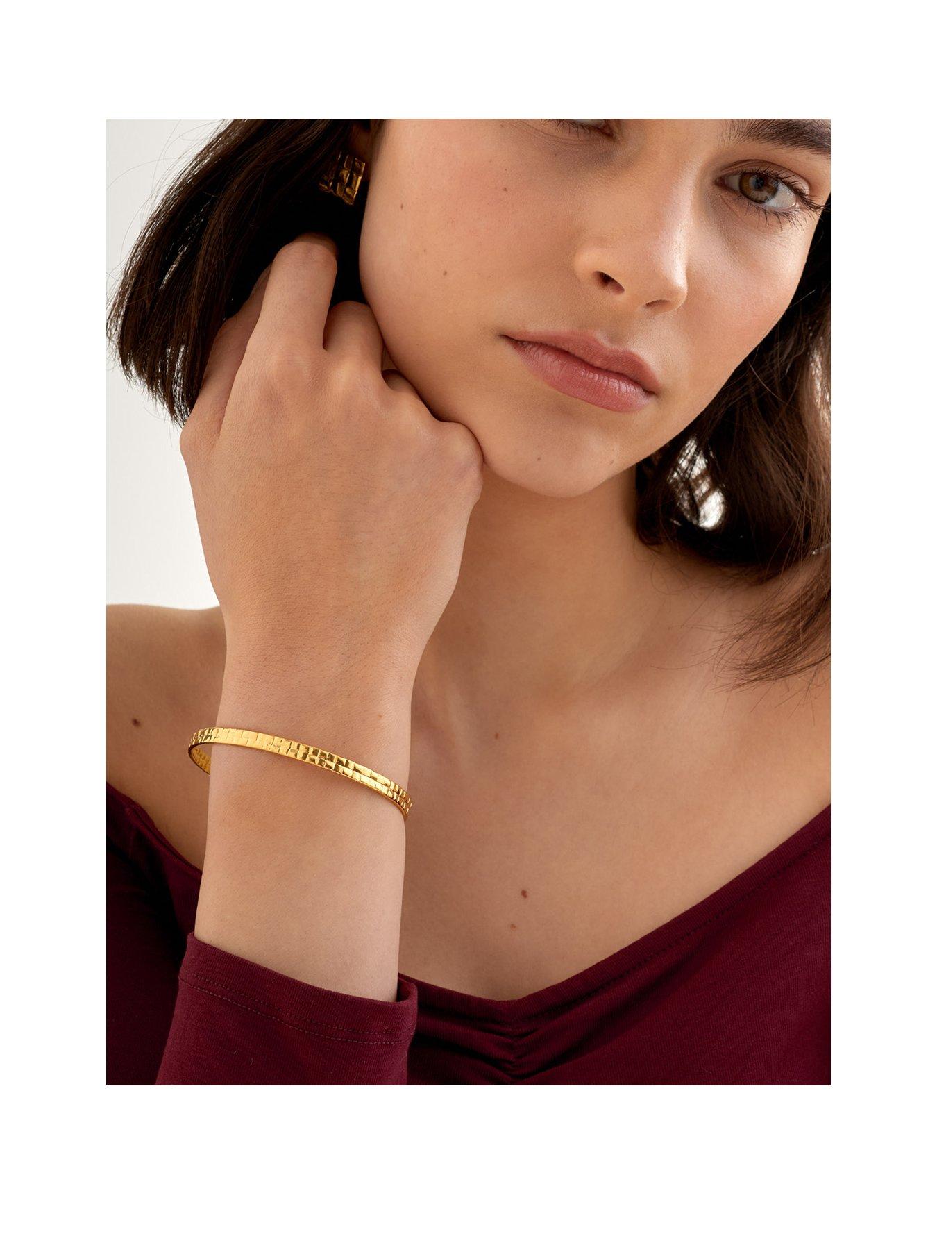 Katie Loxton TALA WOVEN BANGLE , Gold Coated , 6cm x 7cm