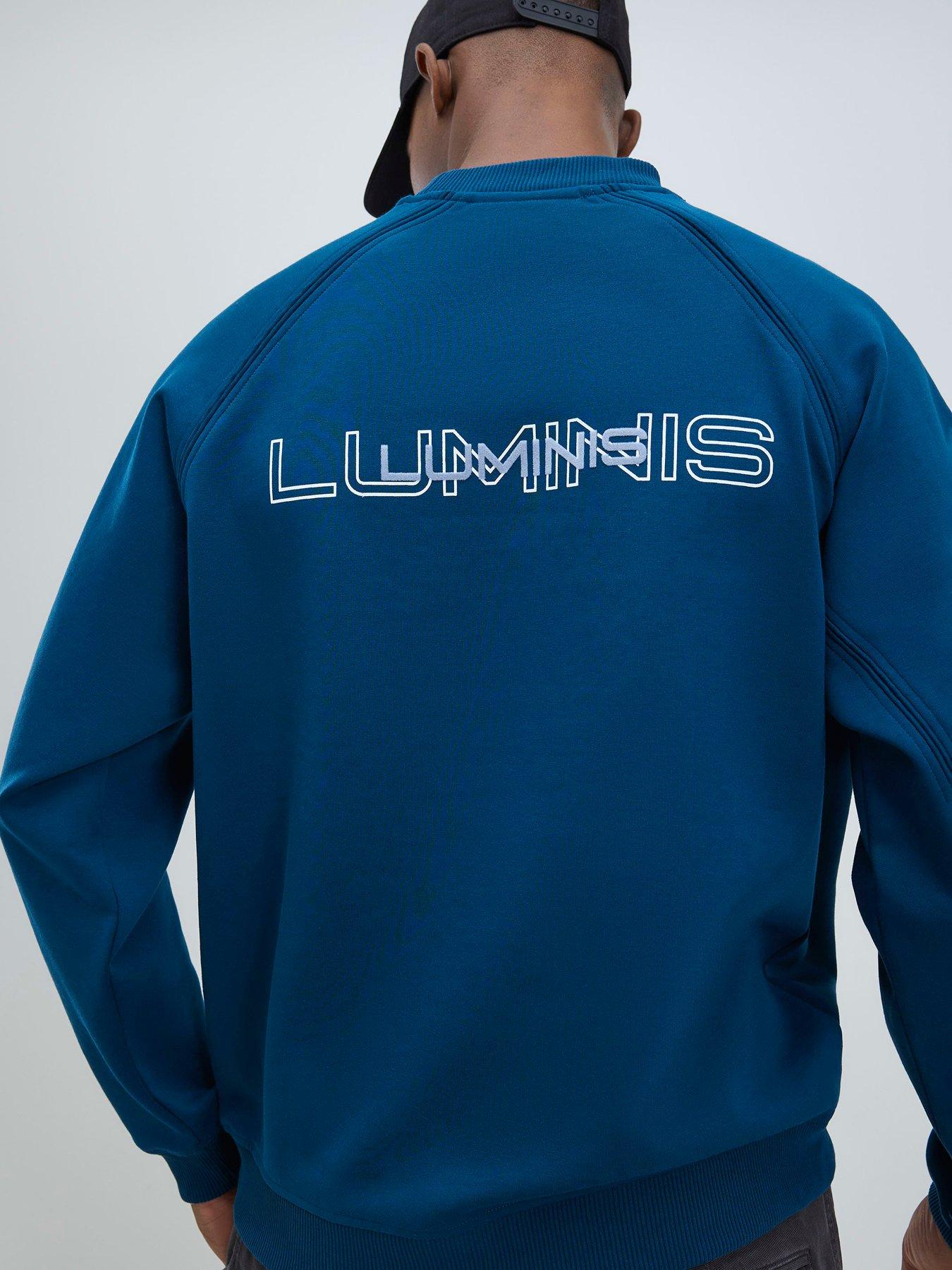 River Island Luminus Back Graphic Crew Sweatshirt - Blue