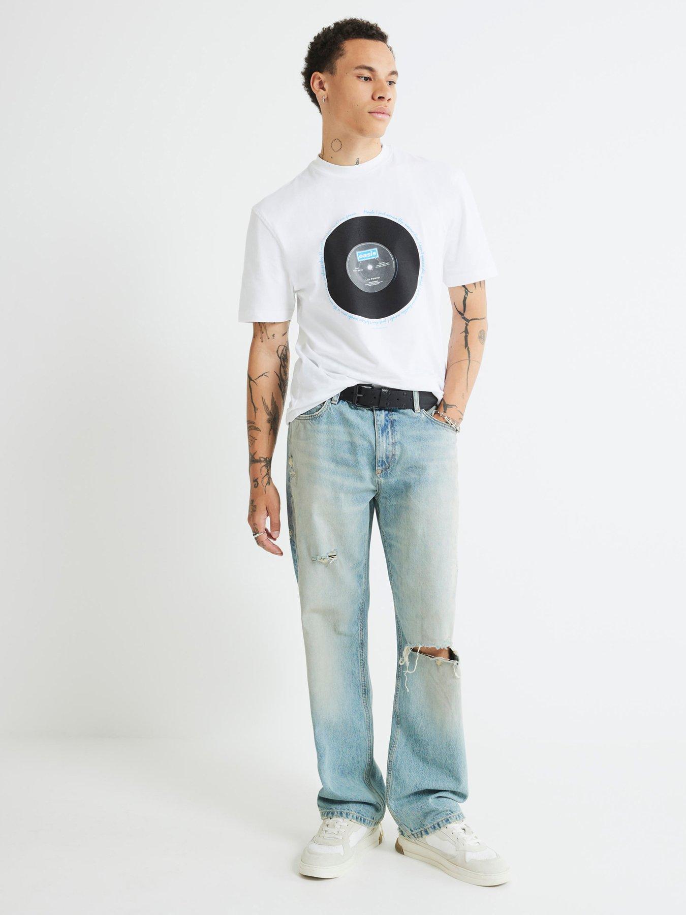 Image 3 of 4 of River Island Oasis Vinyl Graphic T-Shirt - White