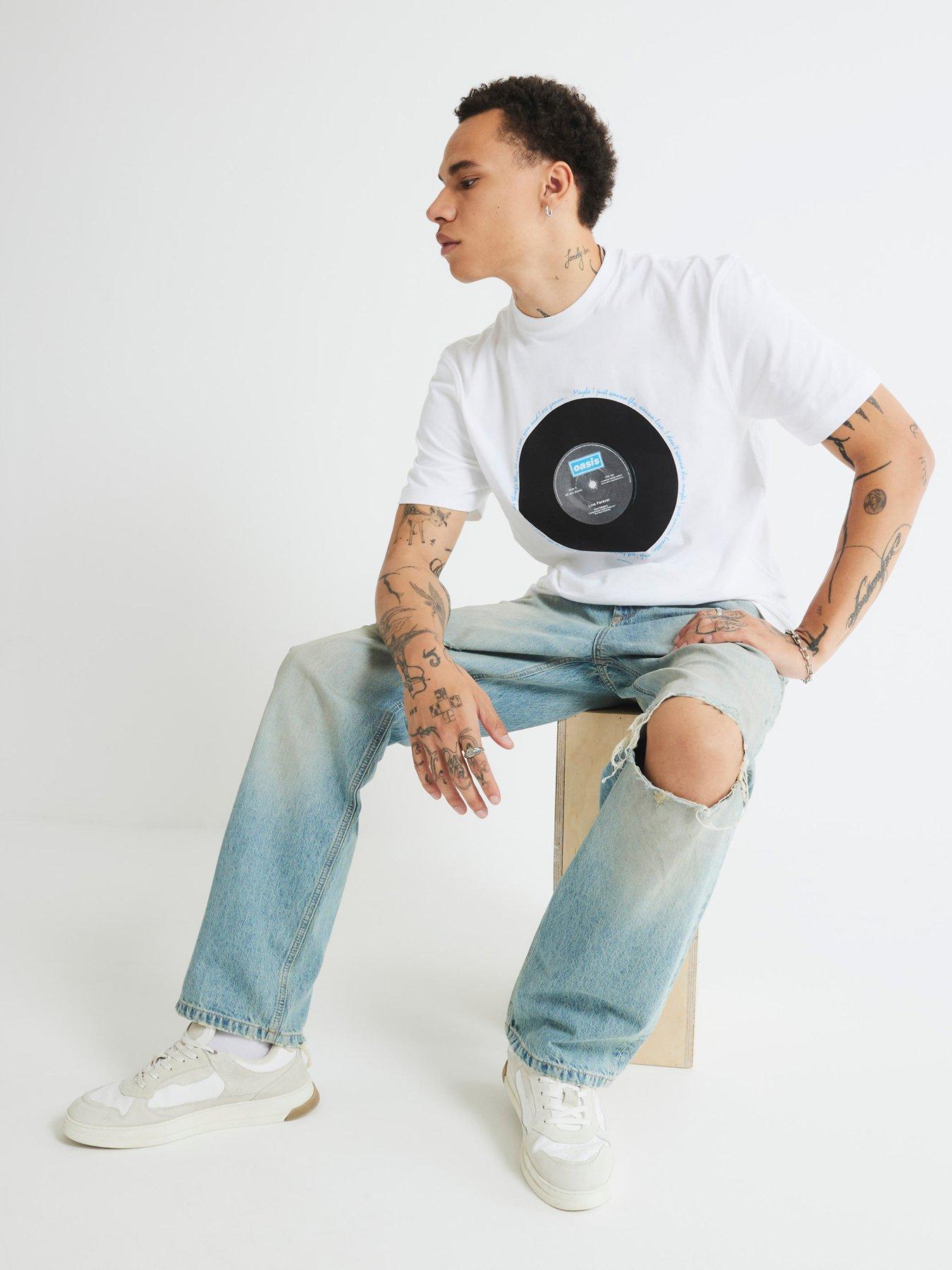 Image 4 of 4 of River Island Oasis Vinyl Graphic T-Shirt - White