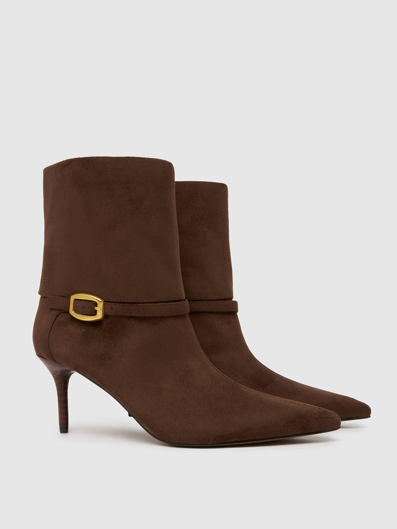  image of schuh-brodie-buckle-formal-boots-brown