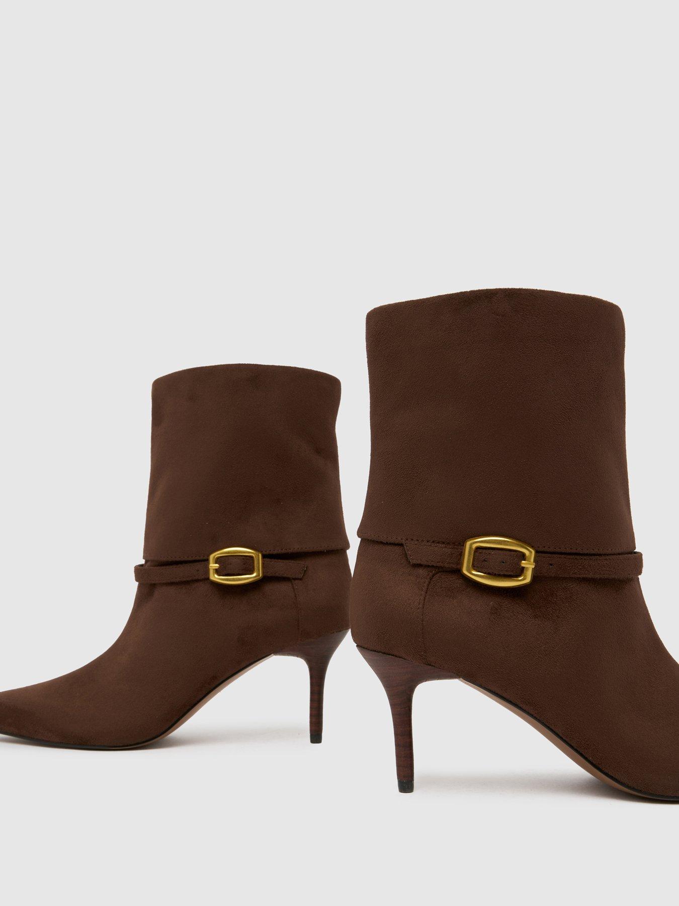  image of schuh-brodie-buckle-formal-boots-brown