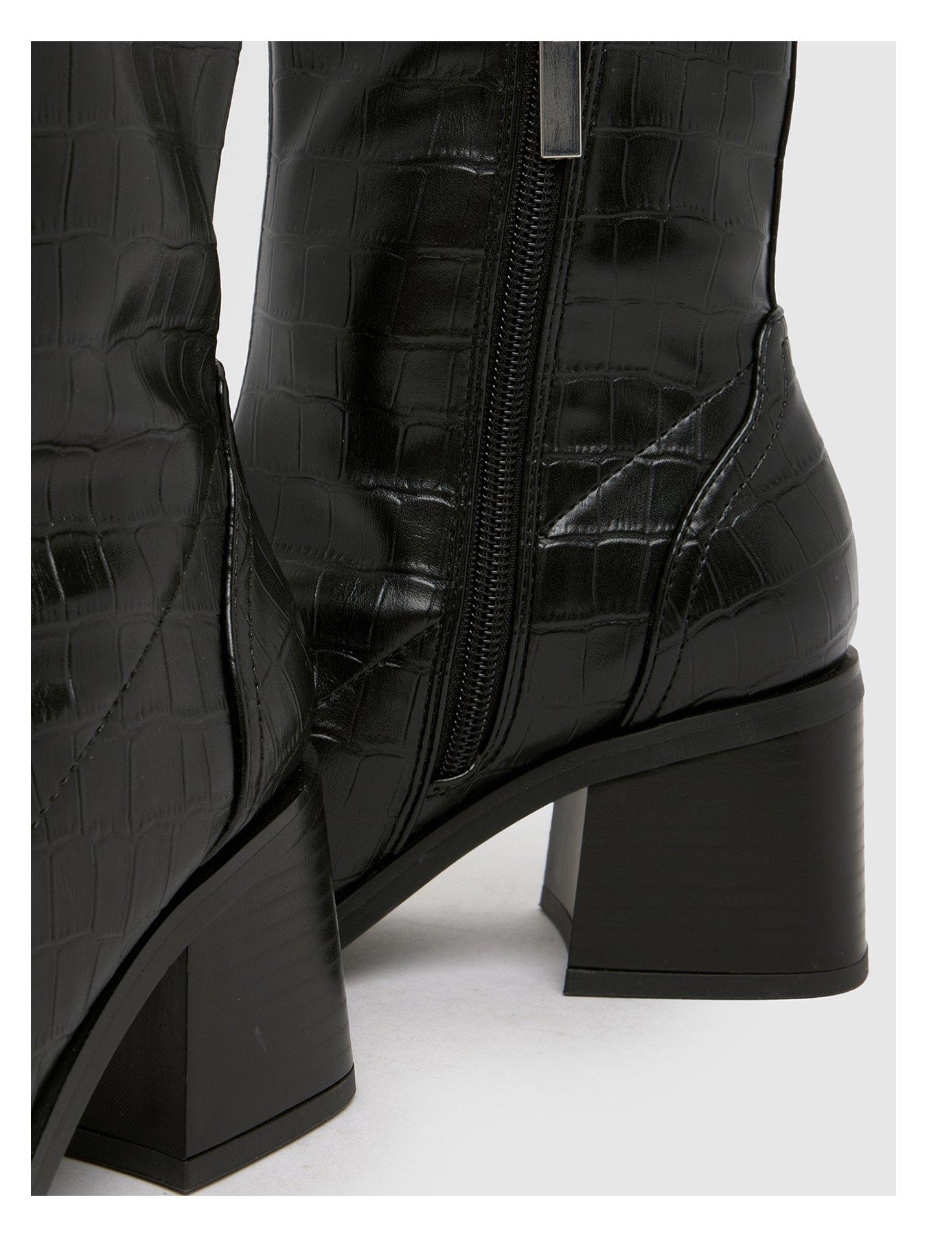 Image 4 of 4 of Schuh Wide Fit Brie Sock Boot - Black