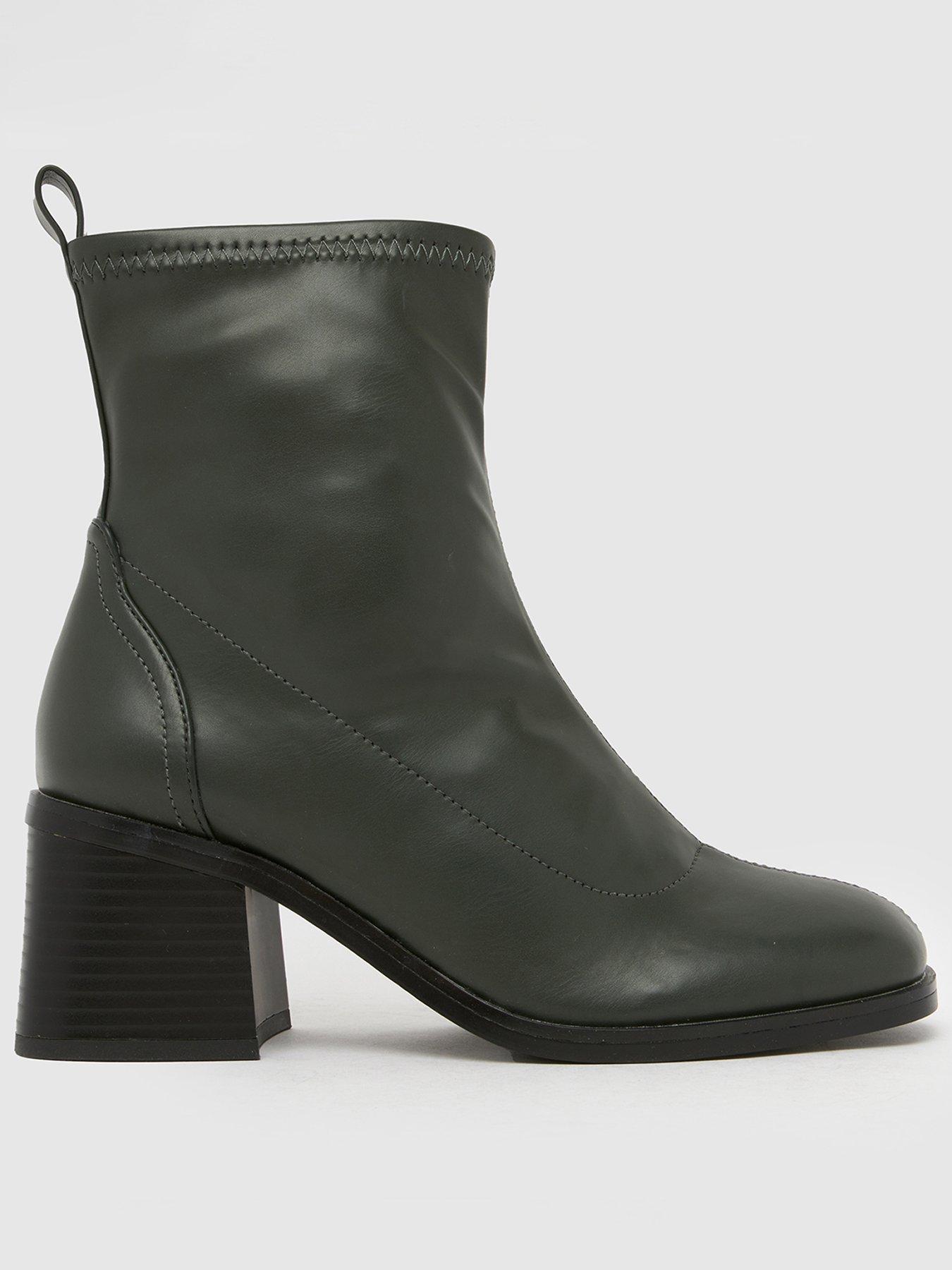 Schuh Wide Fit Brie Sock Boot - Dark Green