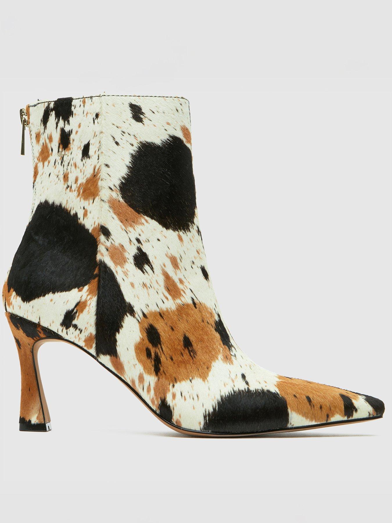 Image 1 of 4 of Schuh Bambi Leather Point Heeled Boot - Brown & White