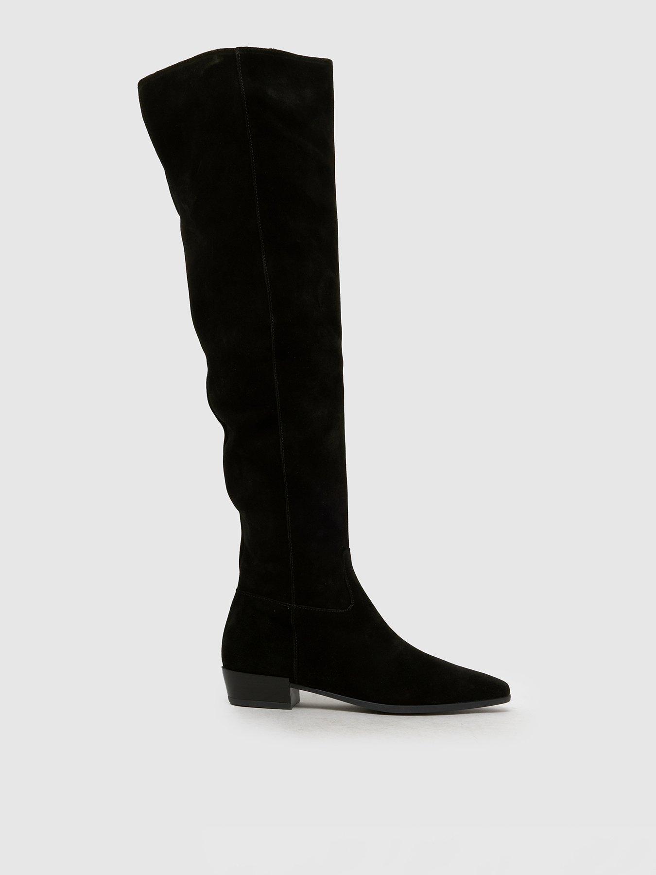 Image 1 of 4 of Schuh Daffy Over The Knee Suede Boots - Black