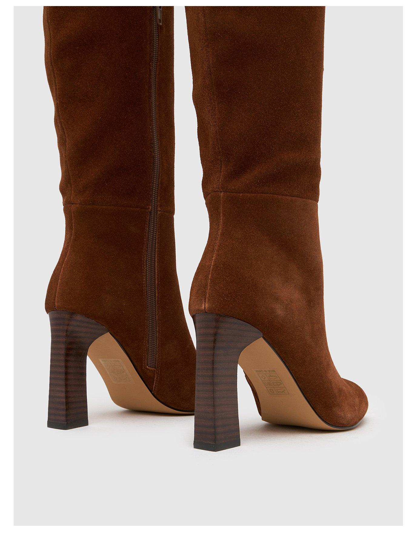 Image 3 of 4 of Schuh Draya Suede Knee High Boots - Brown