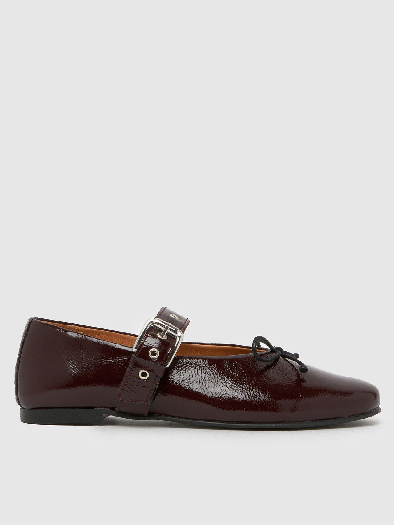 undefined Lucinda Leather Mary Jane Ballerina - Burgundy