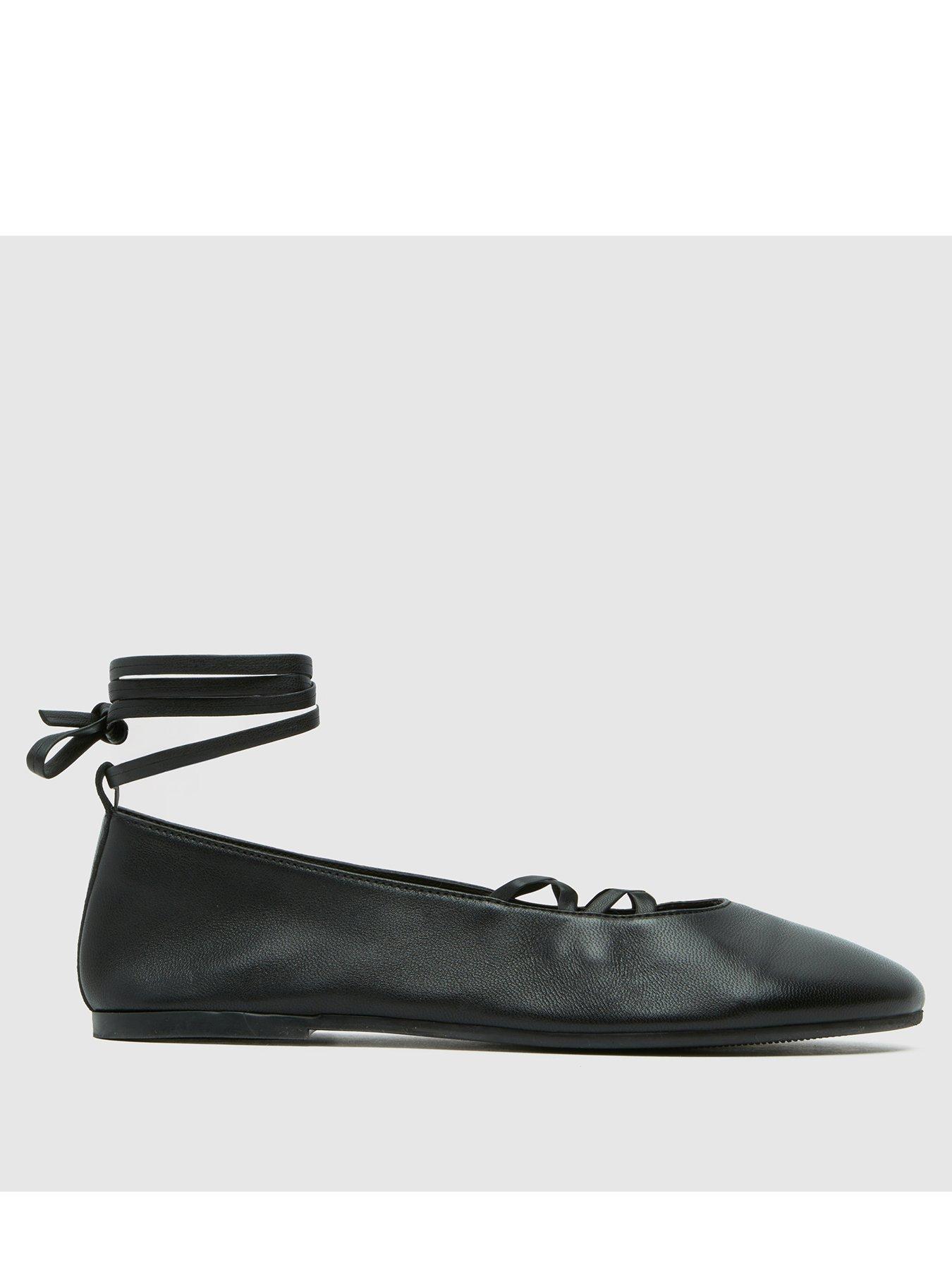 Image 1 of 4 of Schuh Lars Leather Tie Ballet Shoes - Black