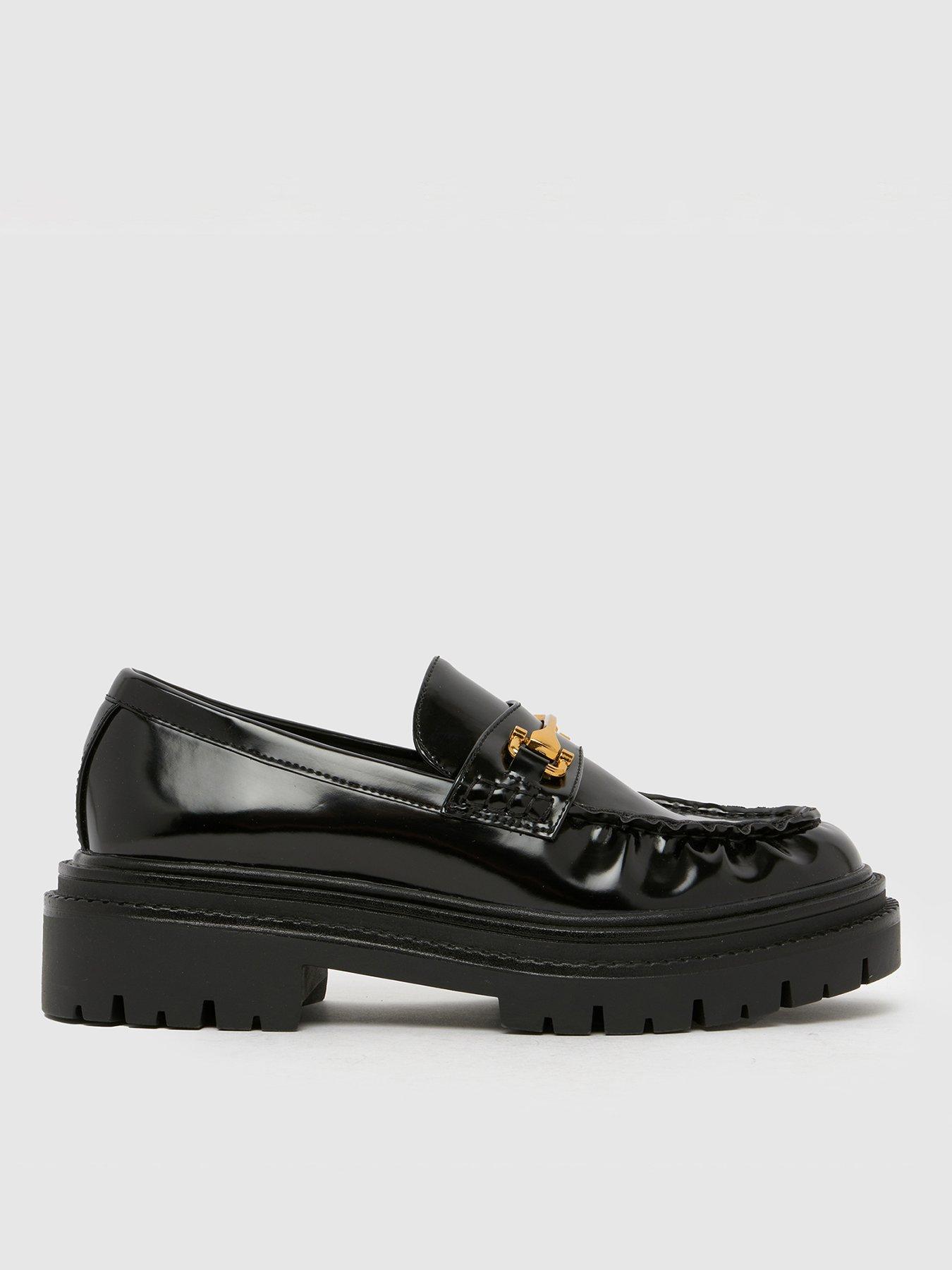  image of schuh-lark-chunky-ruched-snaffle-loafer-black