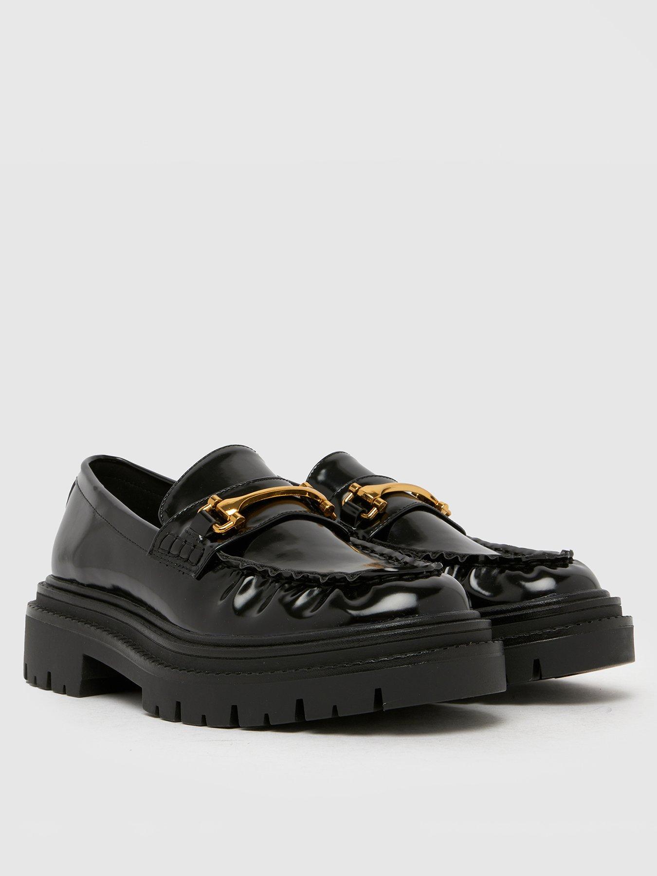  image of schuh-lark-chunky-ruched-snaffle-loafer-black