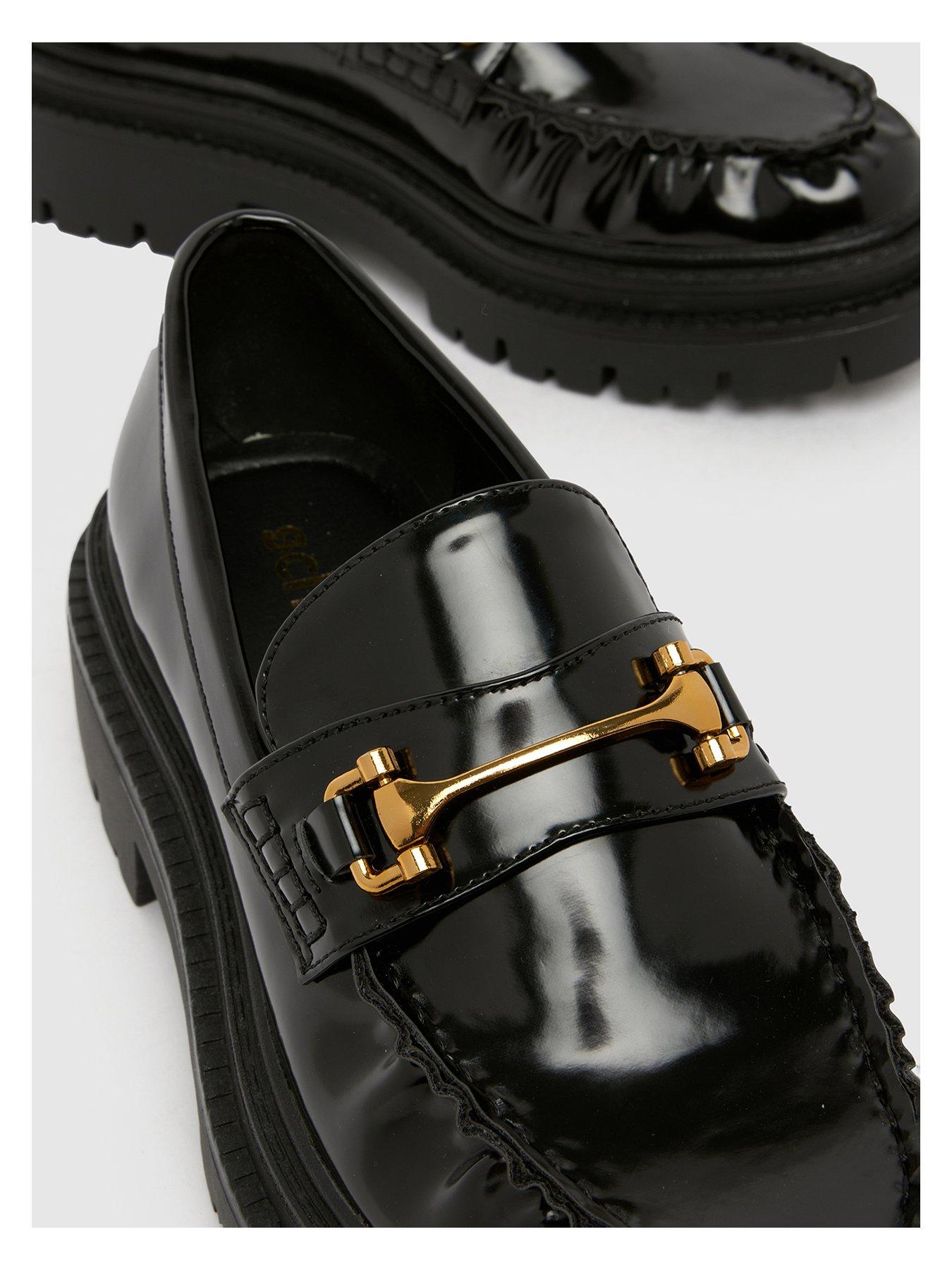  image of schuh-lark-chunky-ruched-snaffle-loafer-black