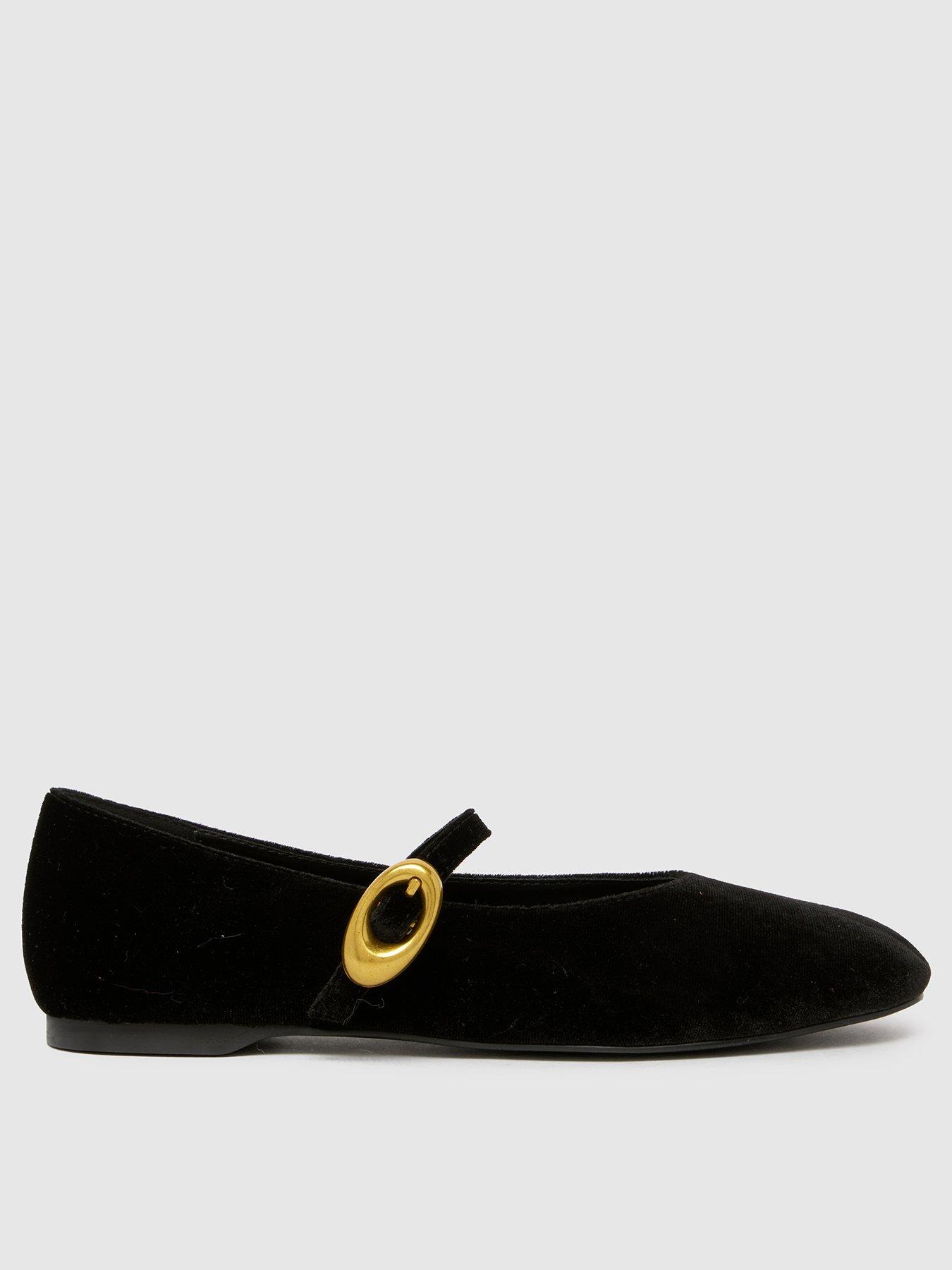 Schuh Lune Velvet Ballerina - Black