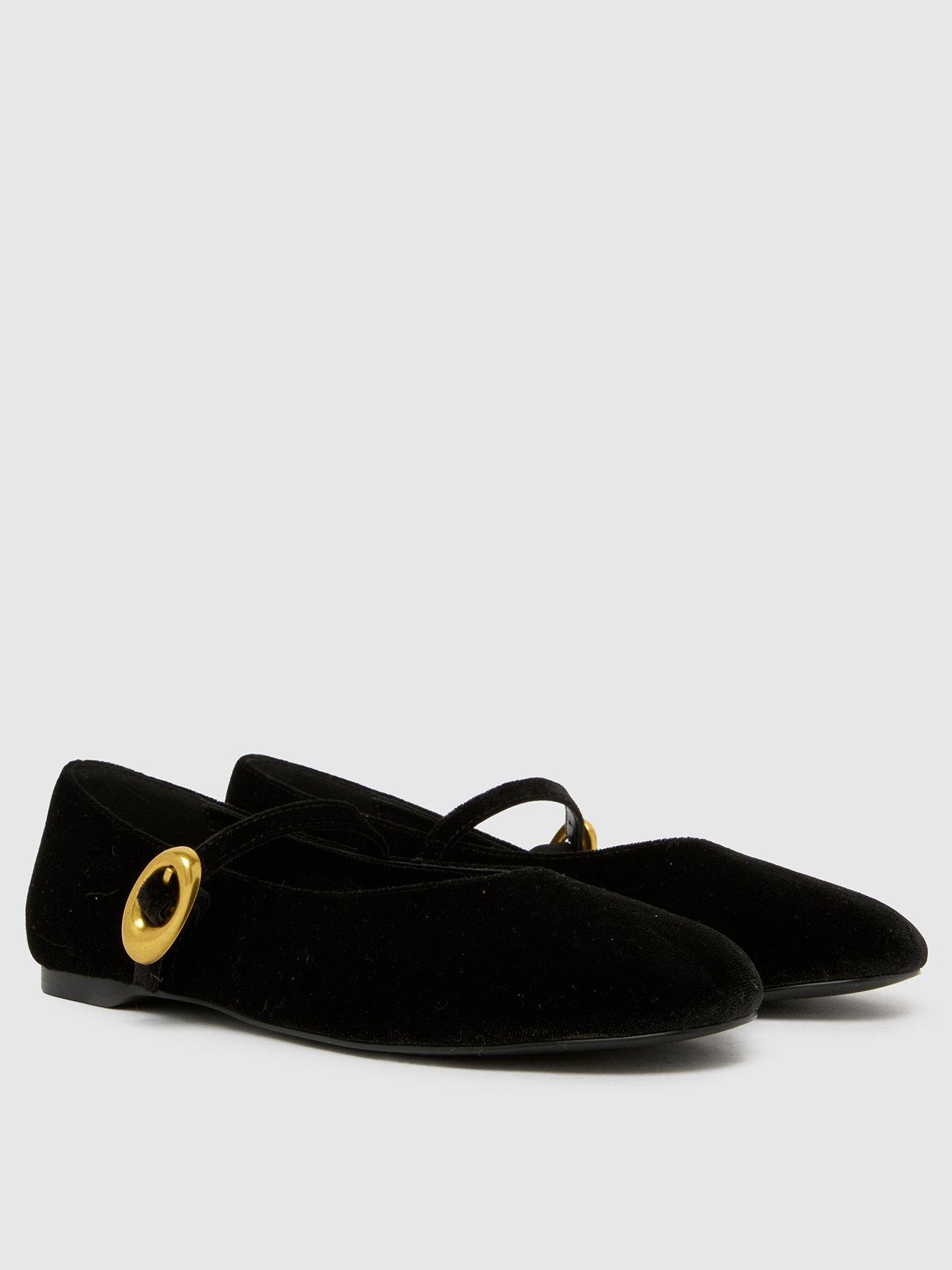  image of schuh-lune-velvet-ballerina-flats-black