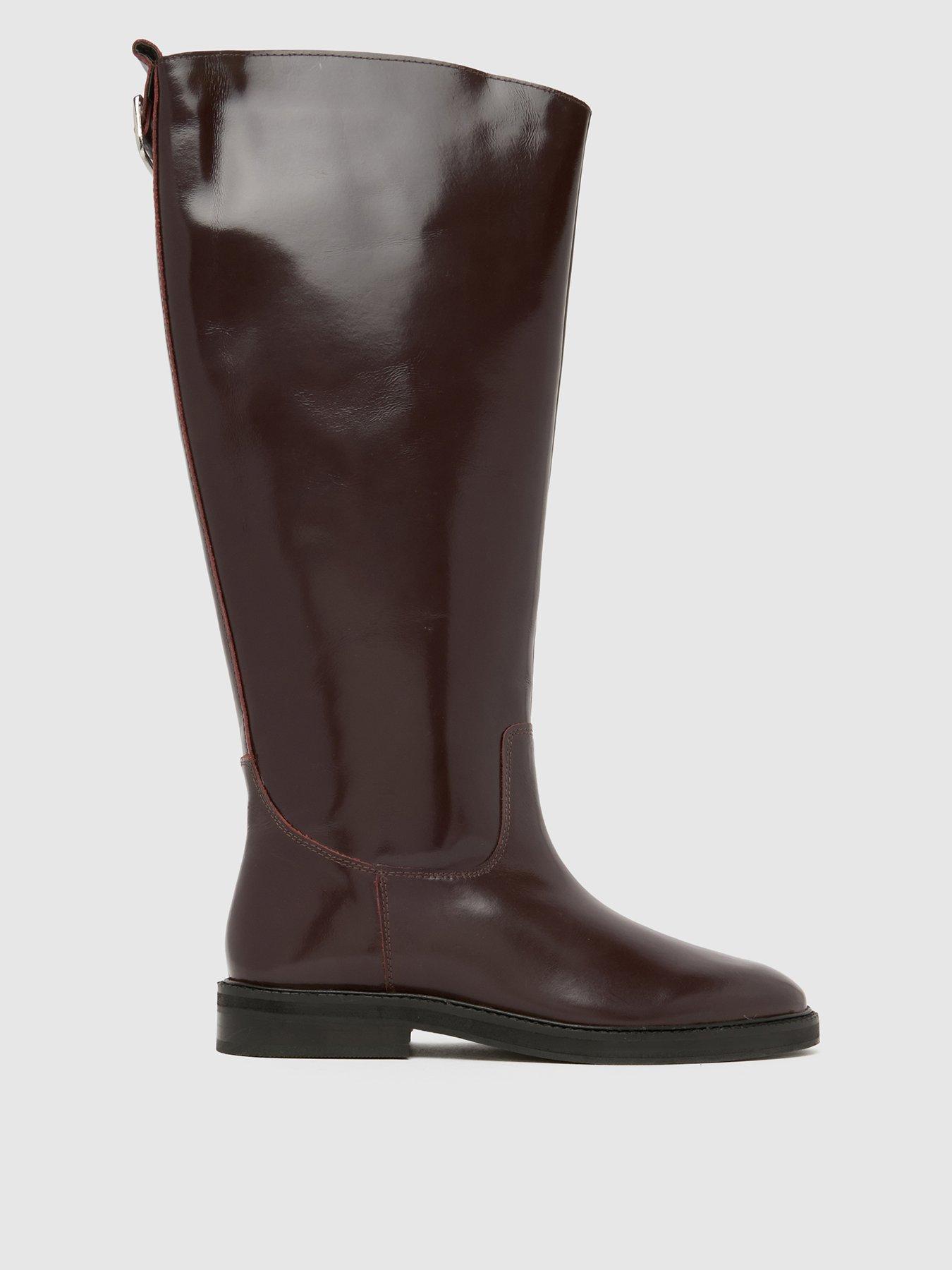  image of schuh-daffodil-leather-riding-boot-burgundy