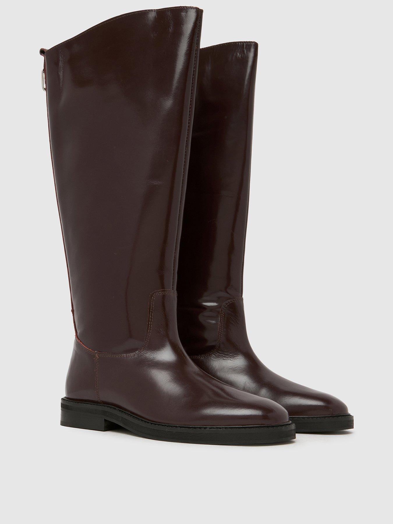  image of schuh-daffodil-leather-riding-boot-burgundy