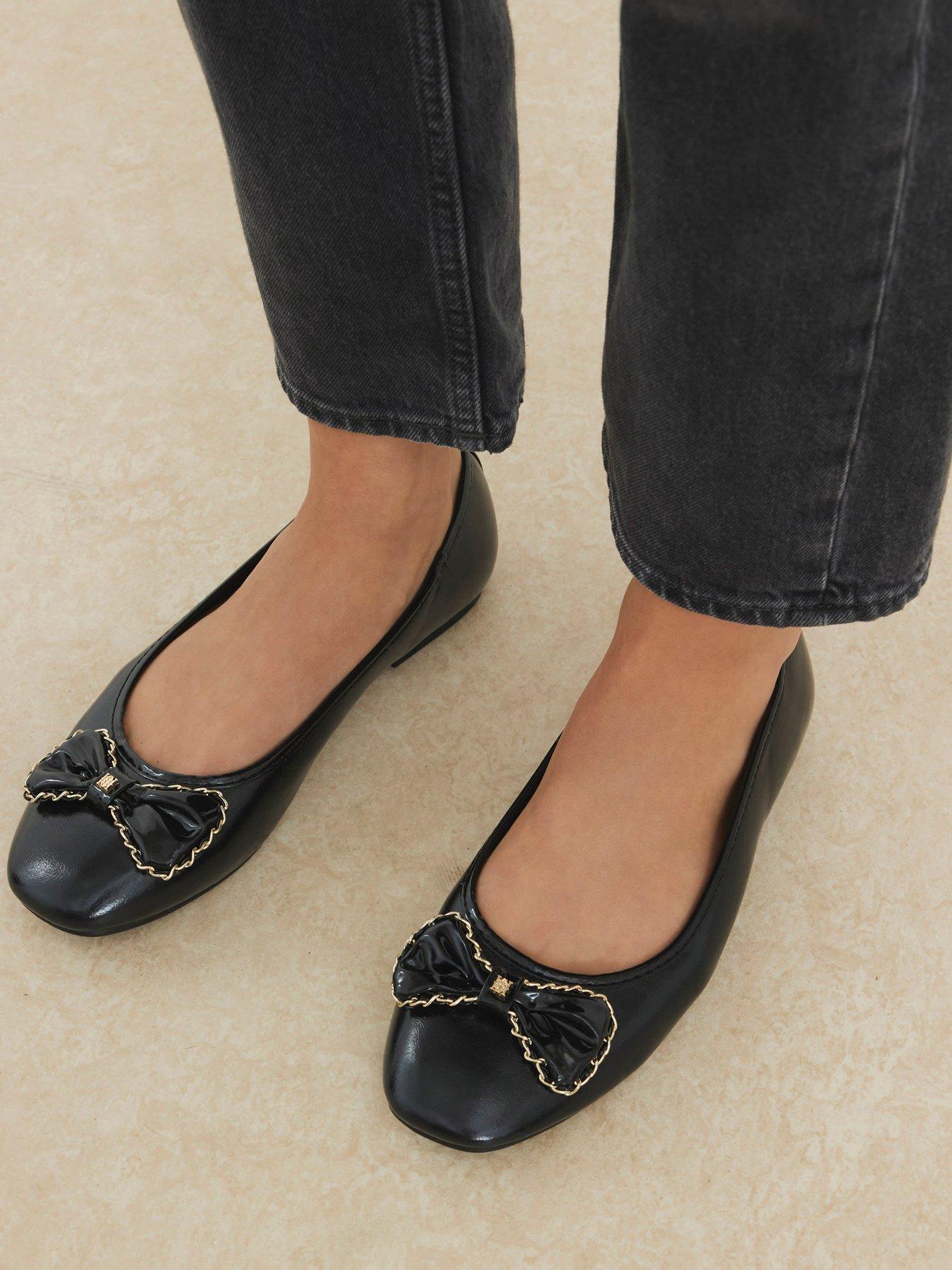 undefined Wide Chain Bow Ballerina - Black